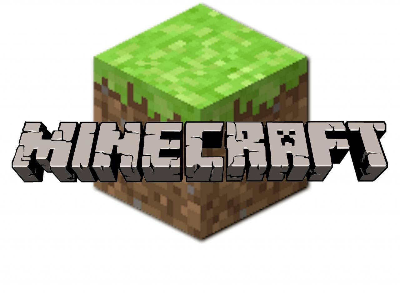 Minecraft Logo, green grass block, brown dirt base, HD Desktop Wallpaper