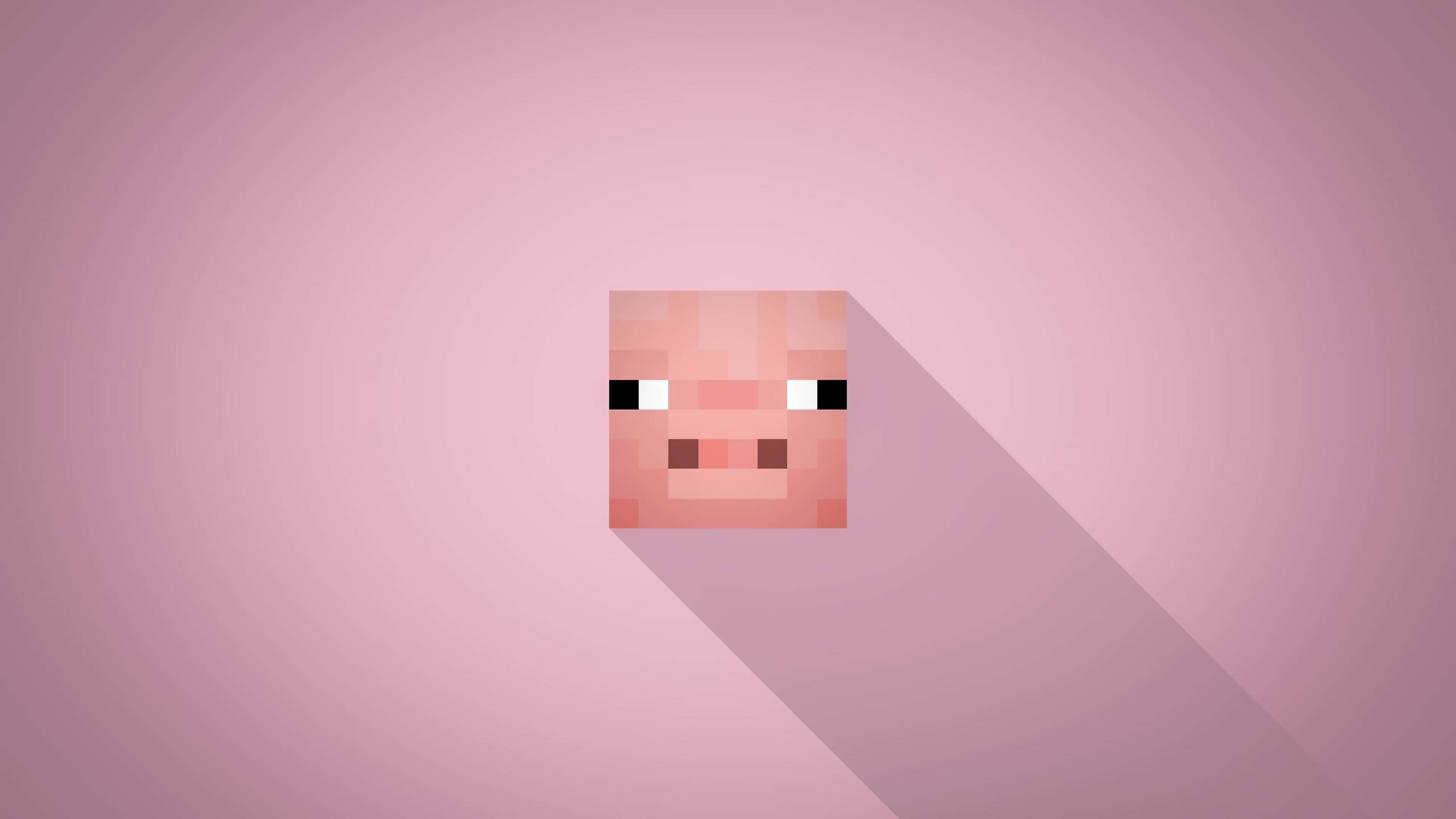 Minecraft, pig, pixel art, 4K Desktop Wallpaper