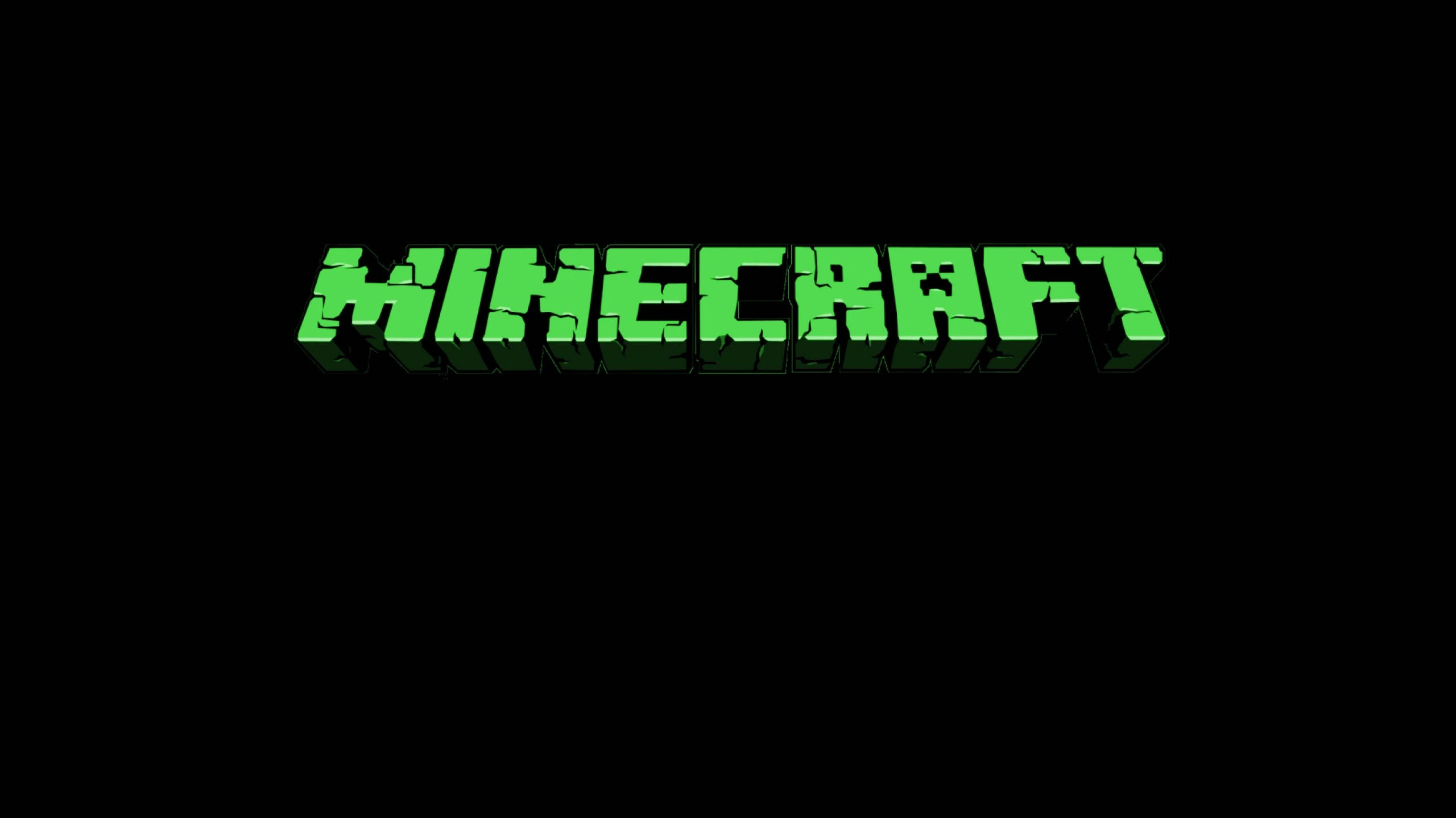 Minecraft, green, black background, 2K Desktop Wallpaper