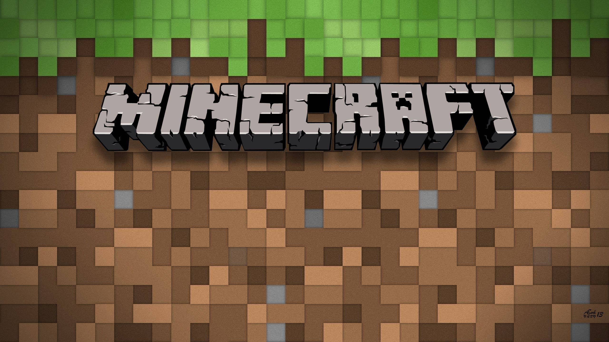 Minecraft Logo, basic block, blocky 3d letters, 2K Desktop Wallpaper
