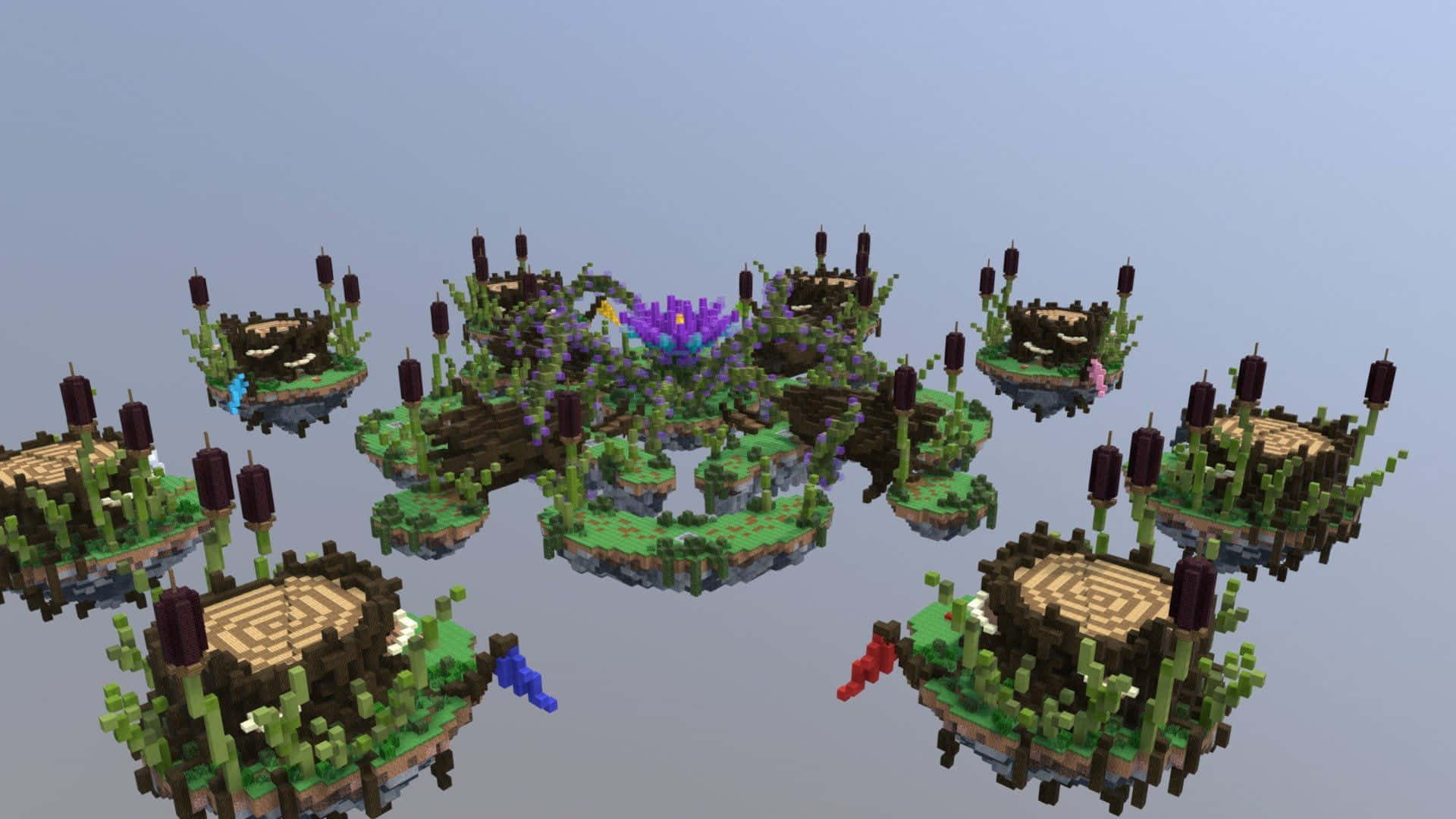 Minecraft, 3D Map, pixelated islands, Full HD Desktop Wallpaper