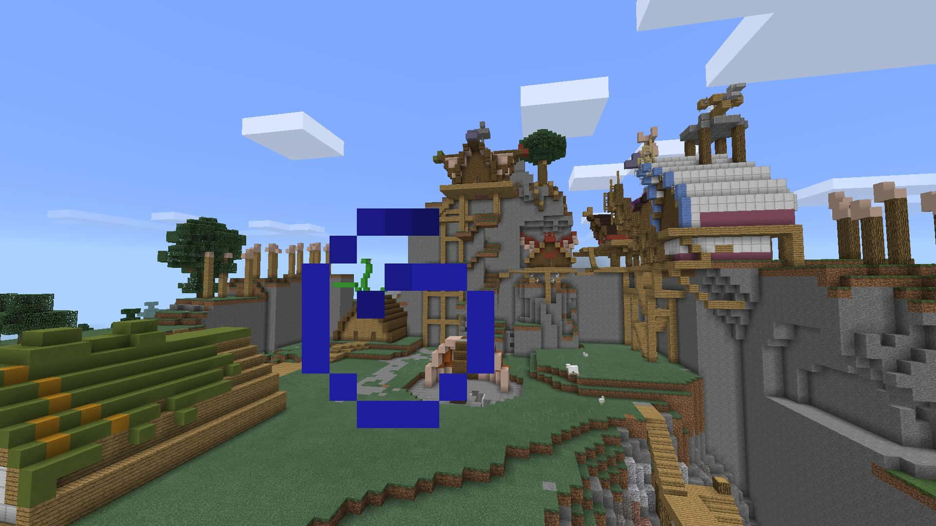 Minecraft, village, wooden houses, Full HD Desktop Wallpaper