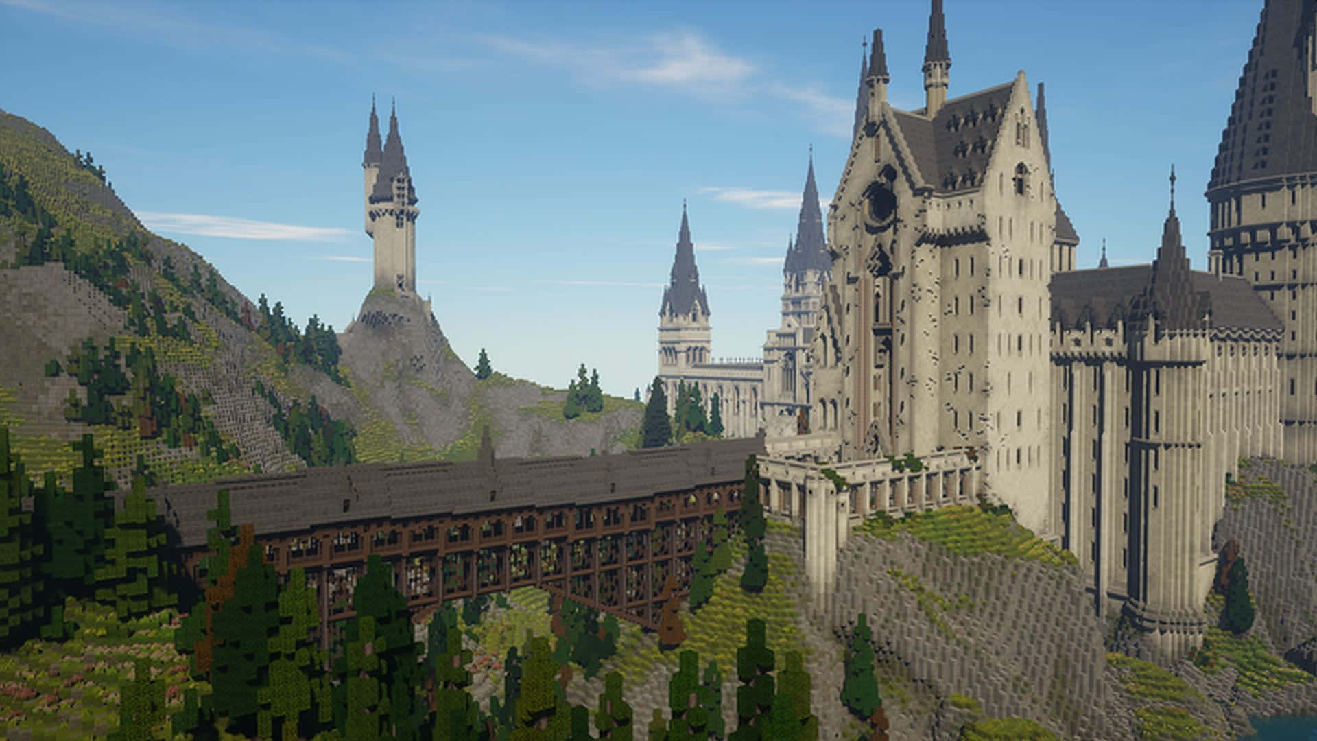 Minecraft, castle, spires, Full HD Desktop Wallpaper