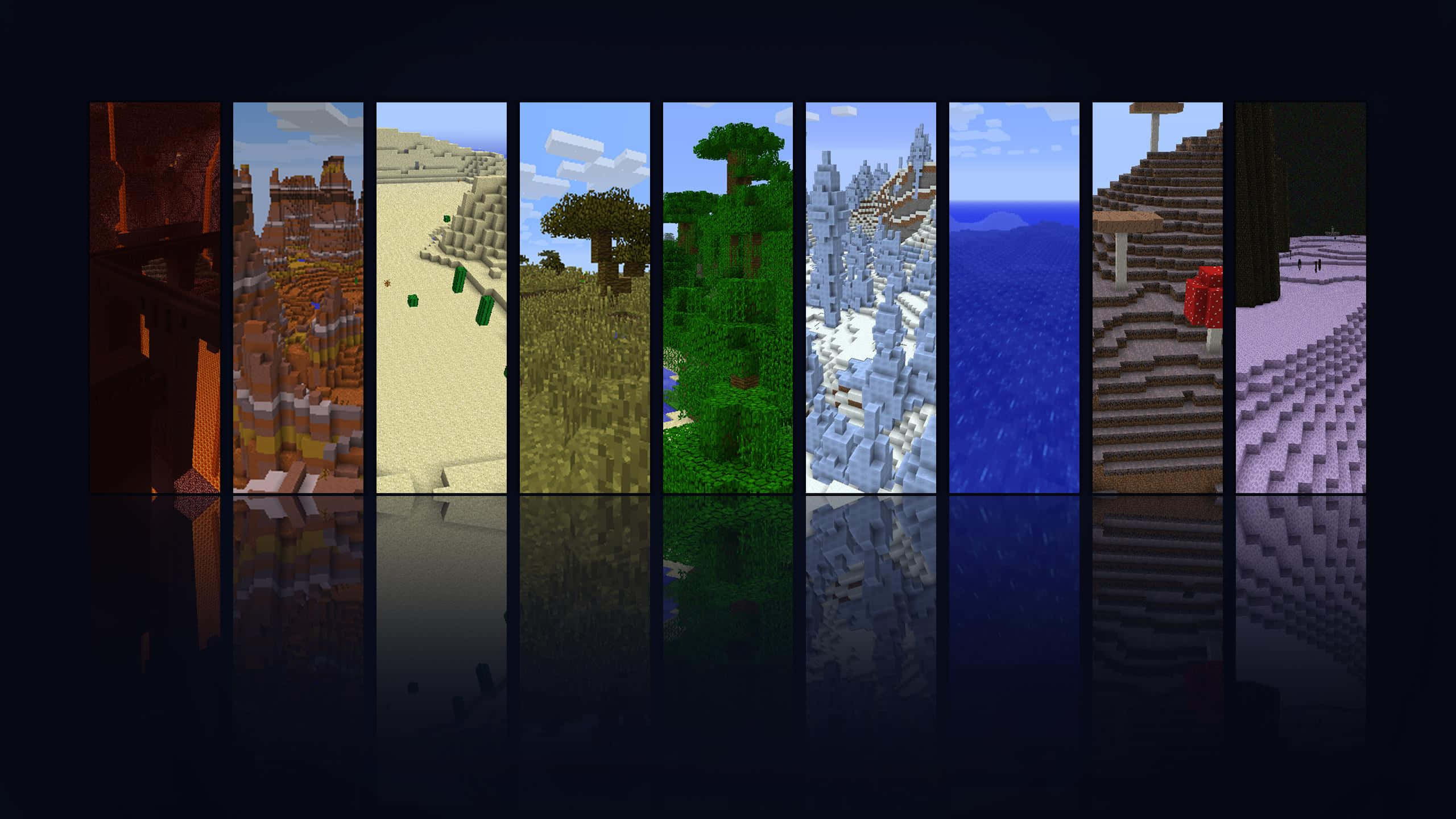Minecraft, biomes, panorama, 2K Desktop Wallpaper