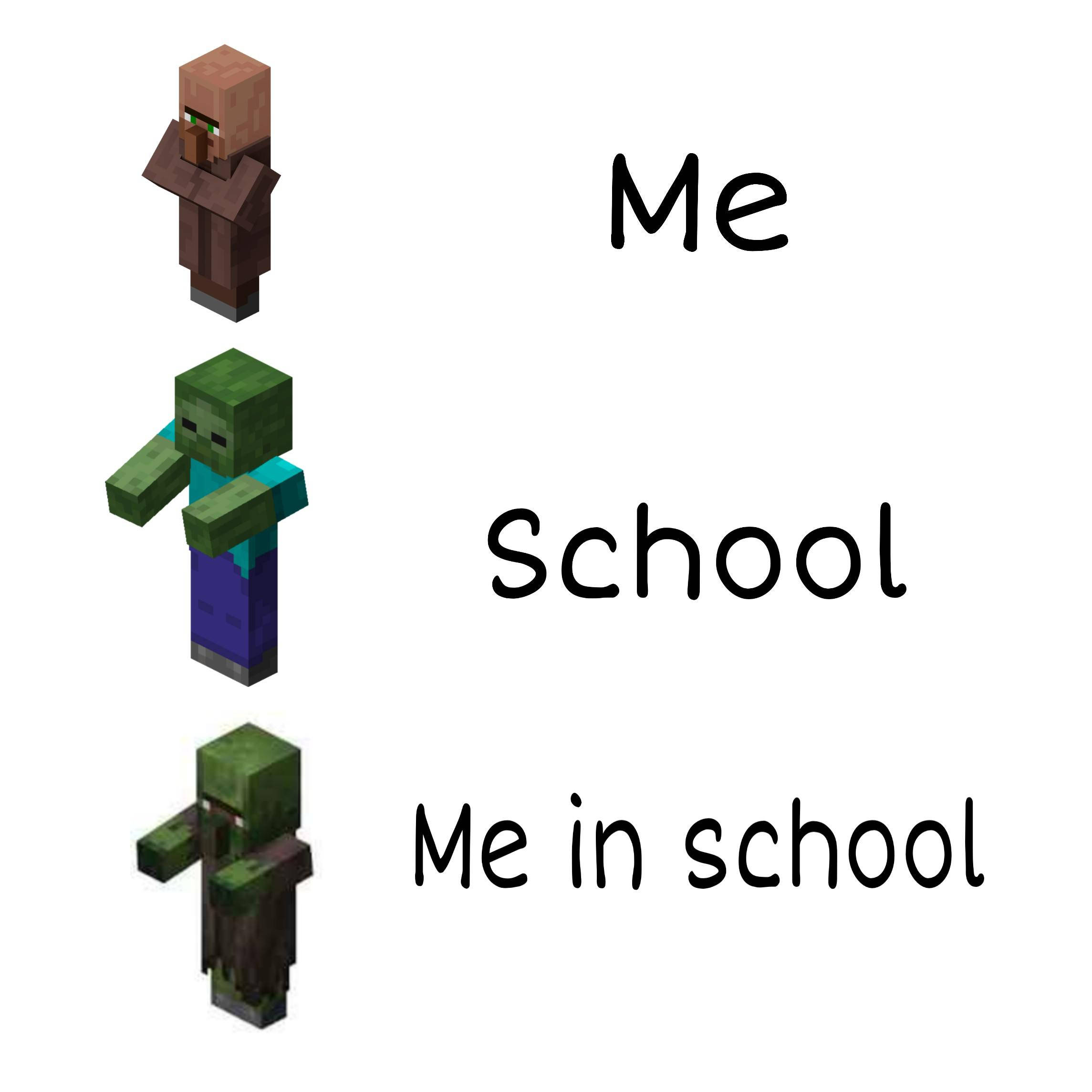 Minecraft, Me School Me, zombie-like state, Full HD Desktop Wallpaper