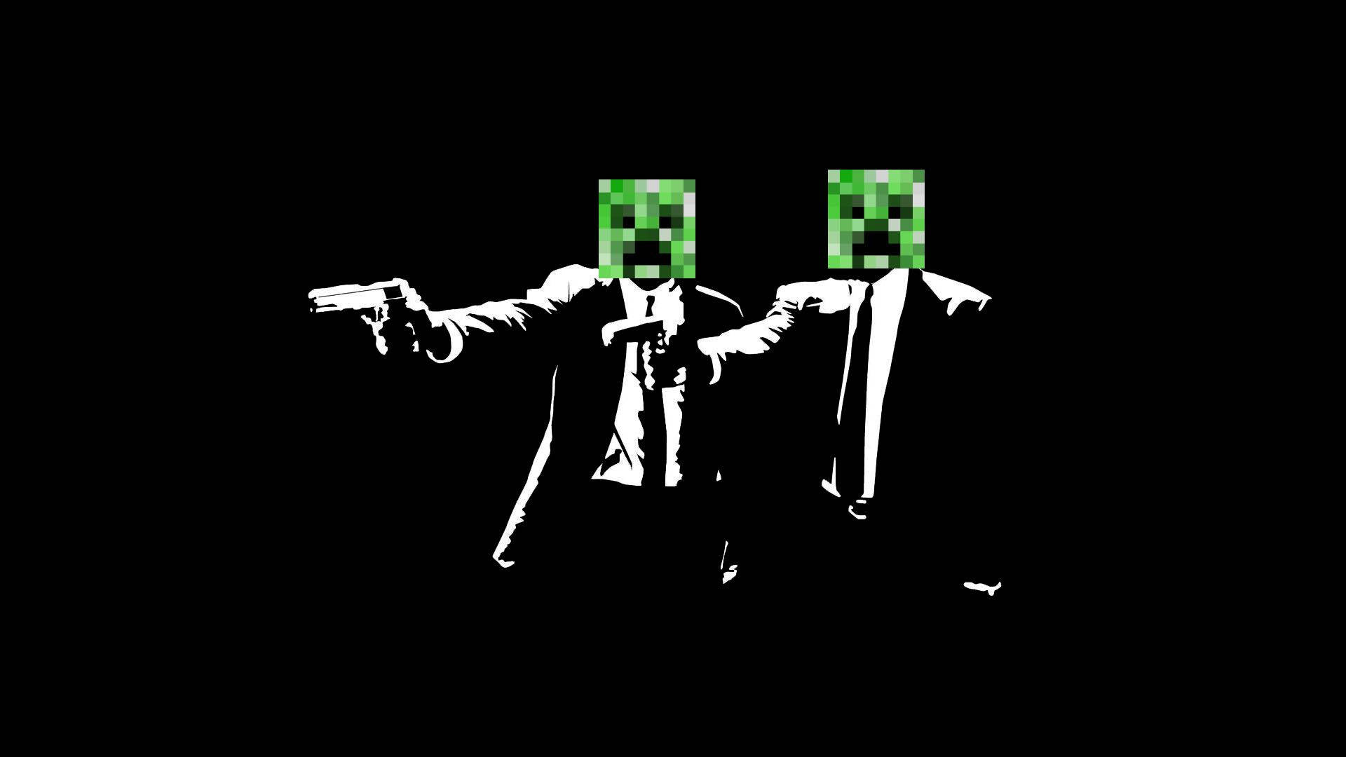 Minecraft, creeper, black suit, Full HD Desktop Wallpaper