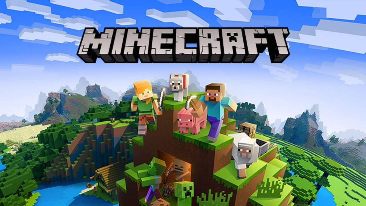 Minecraft, pixelated cliff, blocky landscape, HD Desktop Wallpaper