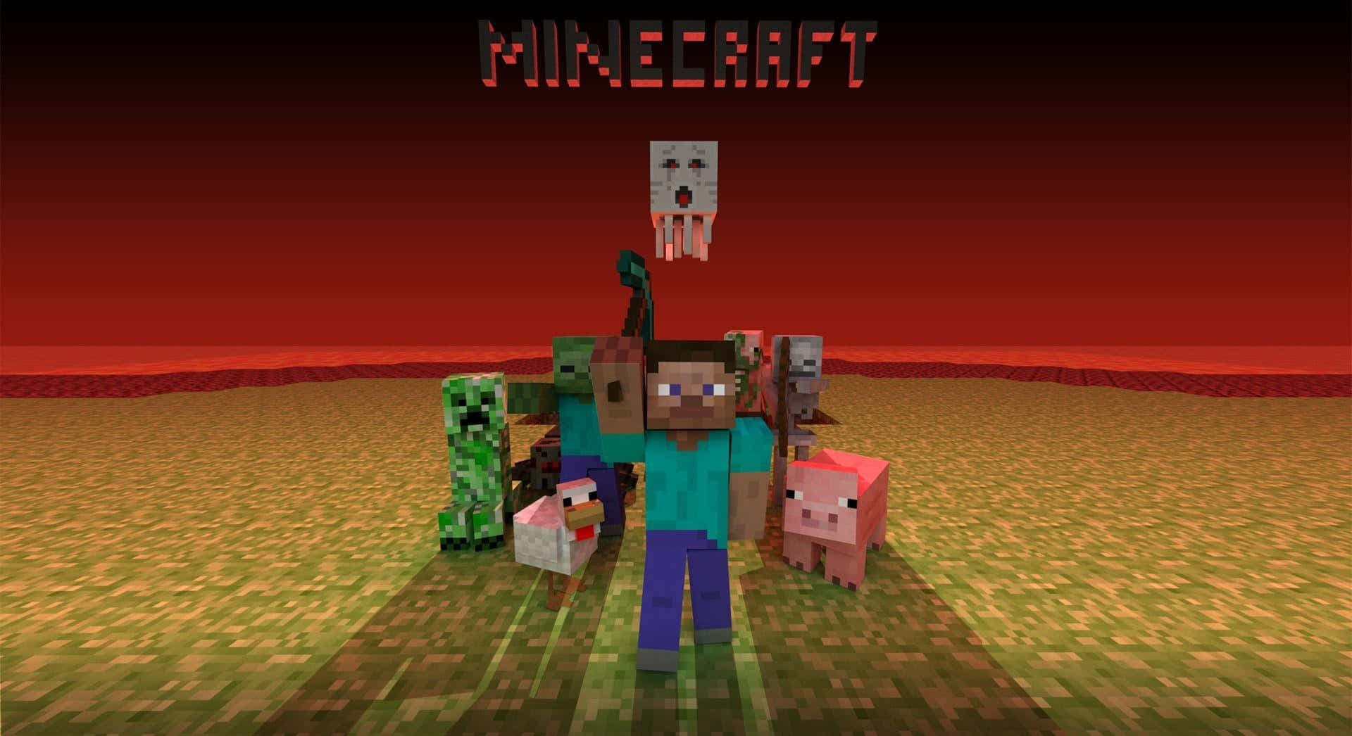 Minecraft Mobs, zombies, creepers, Full HD Desktop Wallpaper