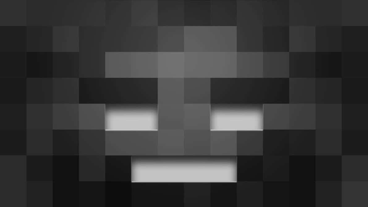 Minecraft Mobs, pixelated grayscale face, light gray blocks, SD Desktop Wallpaper
