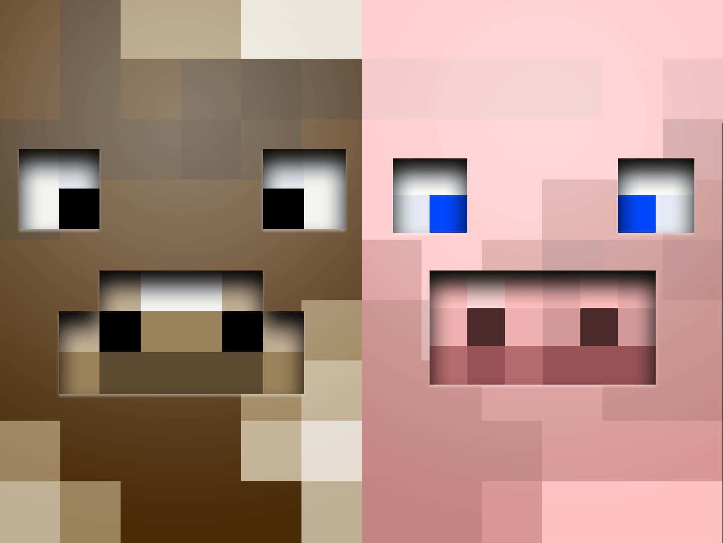 Minecraft Mobs, cow, pig, HD Desktop Wallpaper