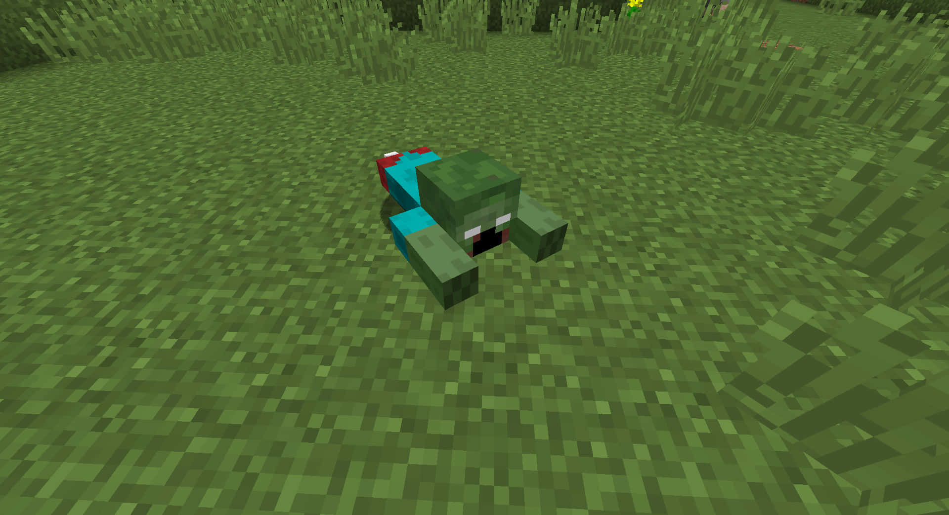 Minecraft, zombie, grassy field, Full HD Desktop Wallpaper