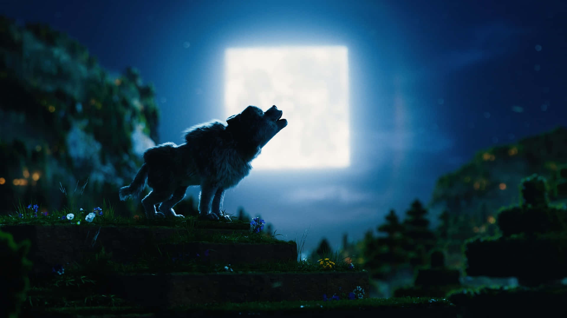 Minecraft Movie, wolves, howl, Full HD Desktop Wallpaper