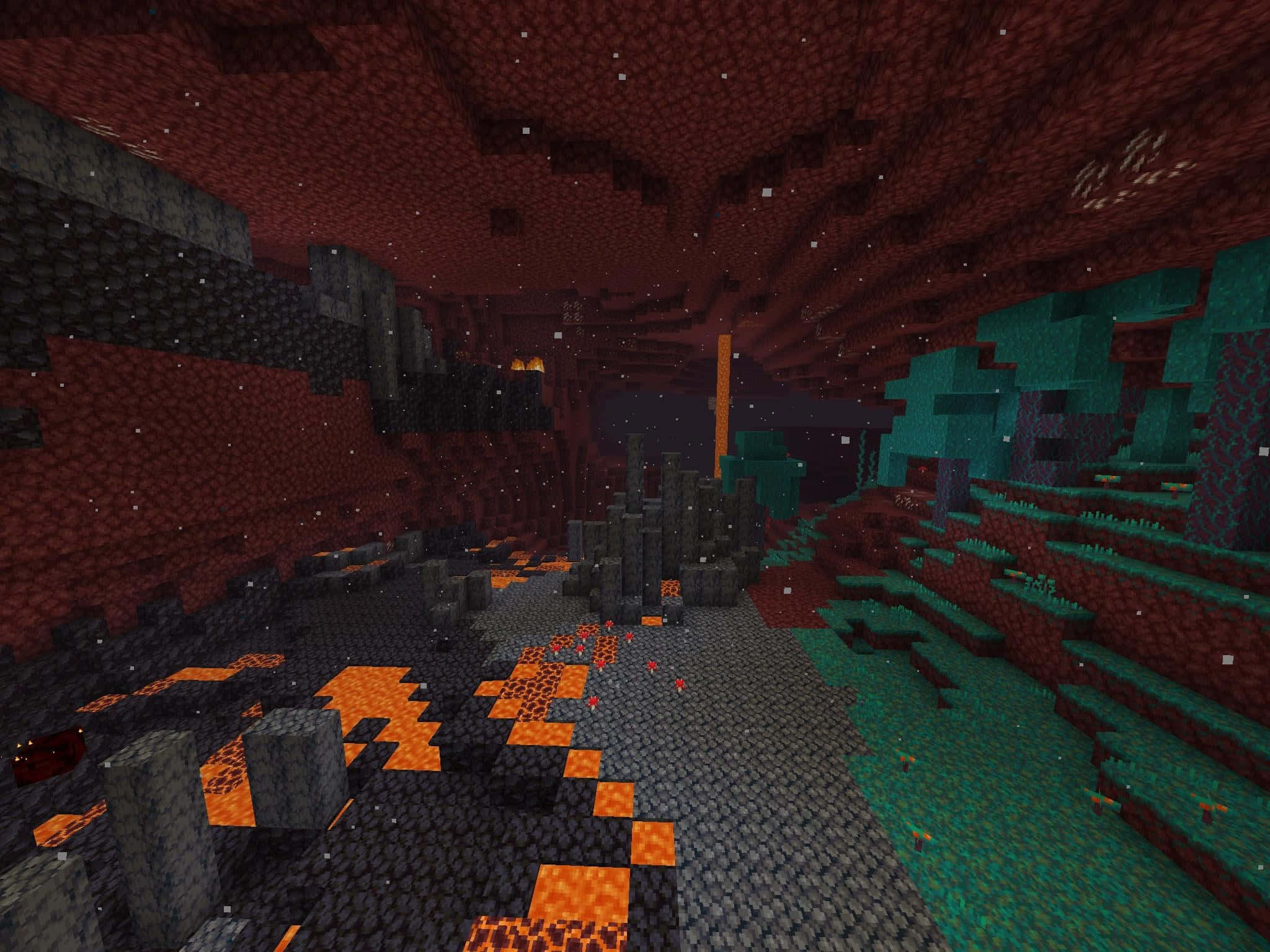 Minecraft Nether, lava rivers, orange, Full HD Desktop Wallpaper