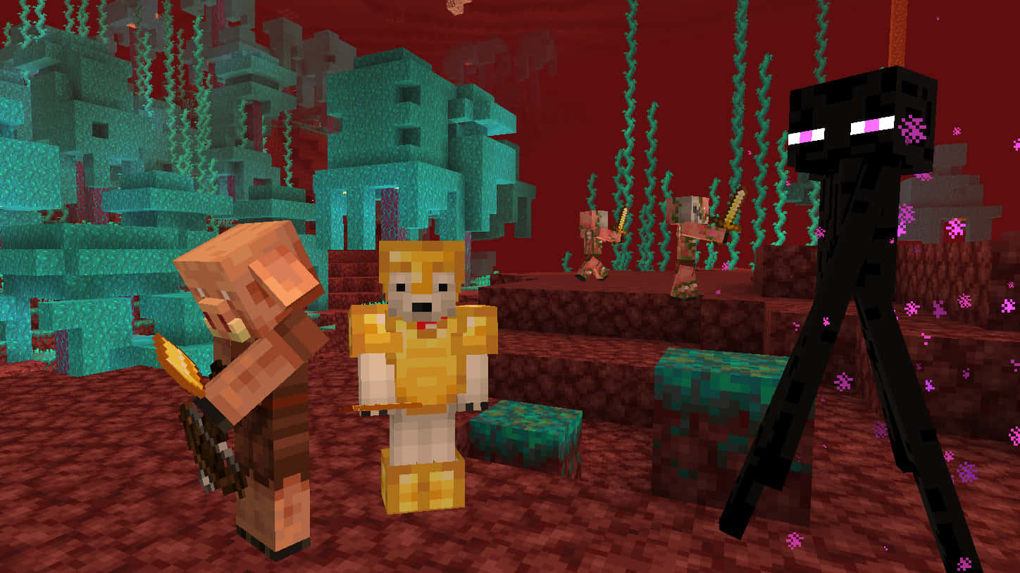 Minecraft, Nether, red nether landscape, HD Desktop Wallpaper