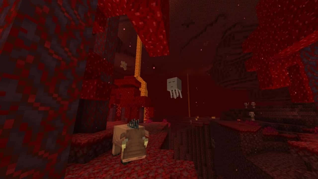 Minecraft Nether, player in Minecraft Nether, red netherrack, HD Desktop Wallpaper
