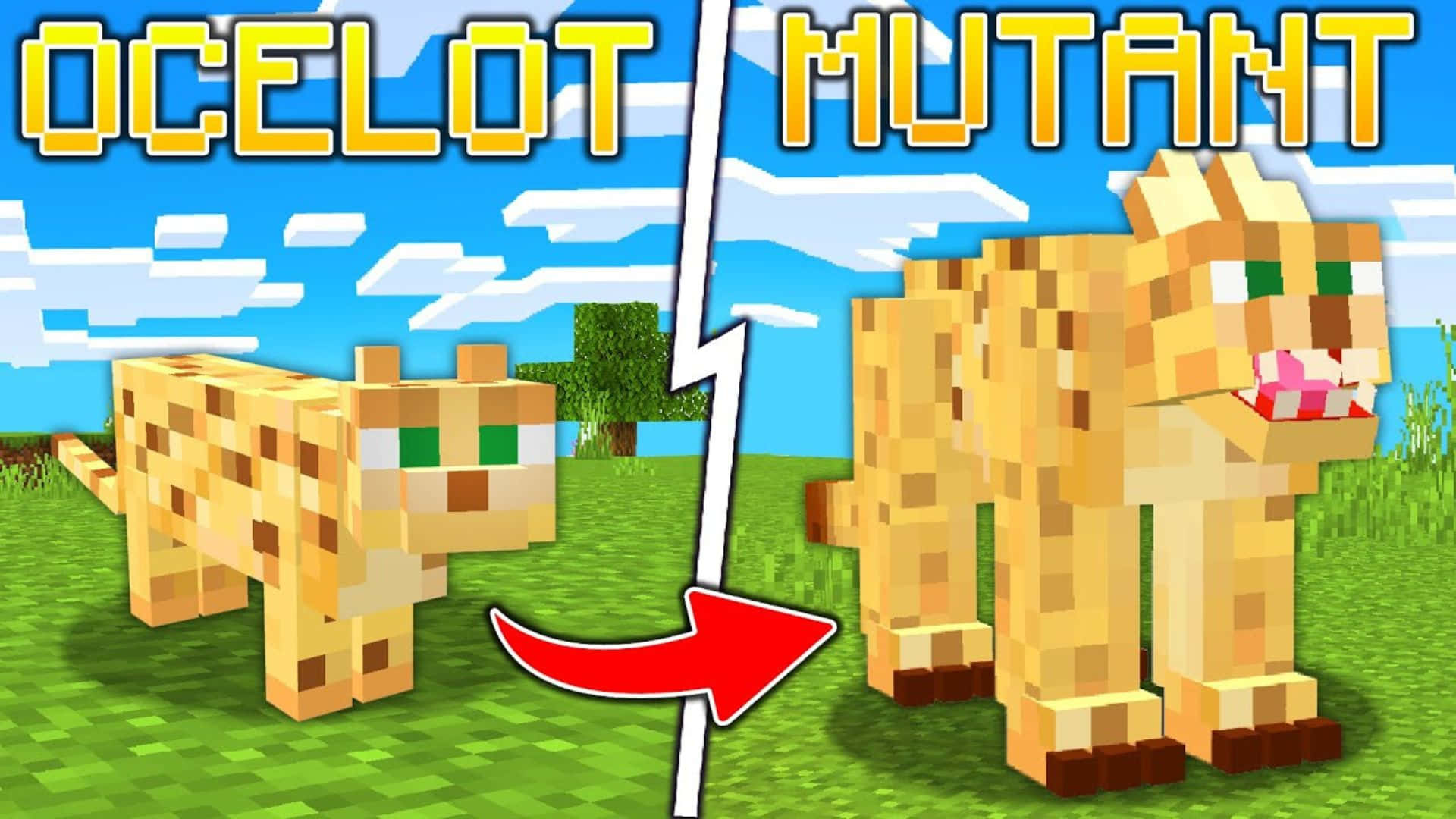 Minecraft ocelot, pixelated, mutant form, Full HD Desktop Wallpaper