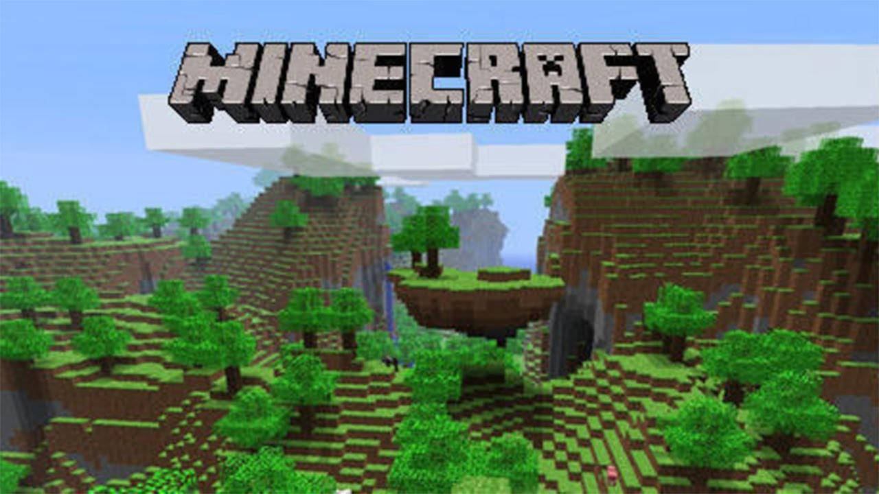 Minecraft, pixelated trees, floating islands, HD Desktop Wallpaper