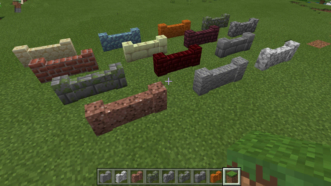 Minecraft, fence blocks, grassy field, HD Desktop Wallpaper