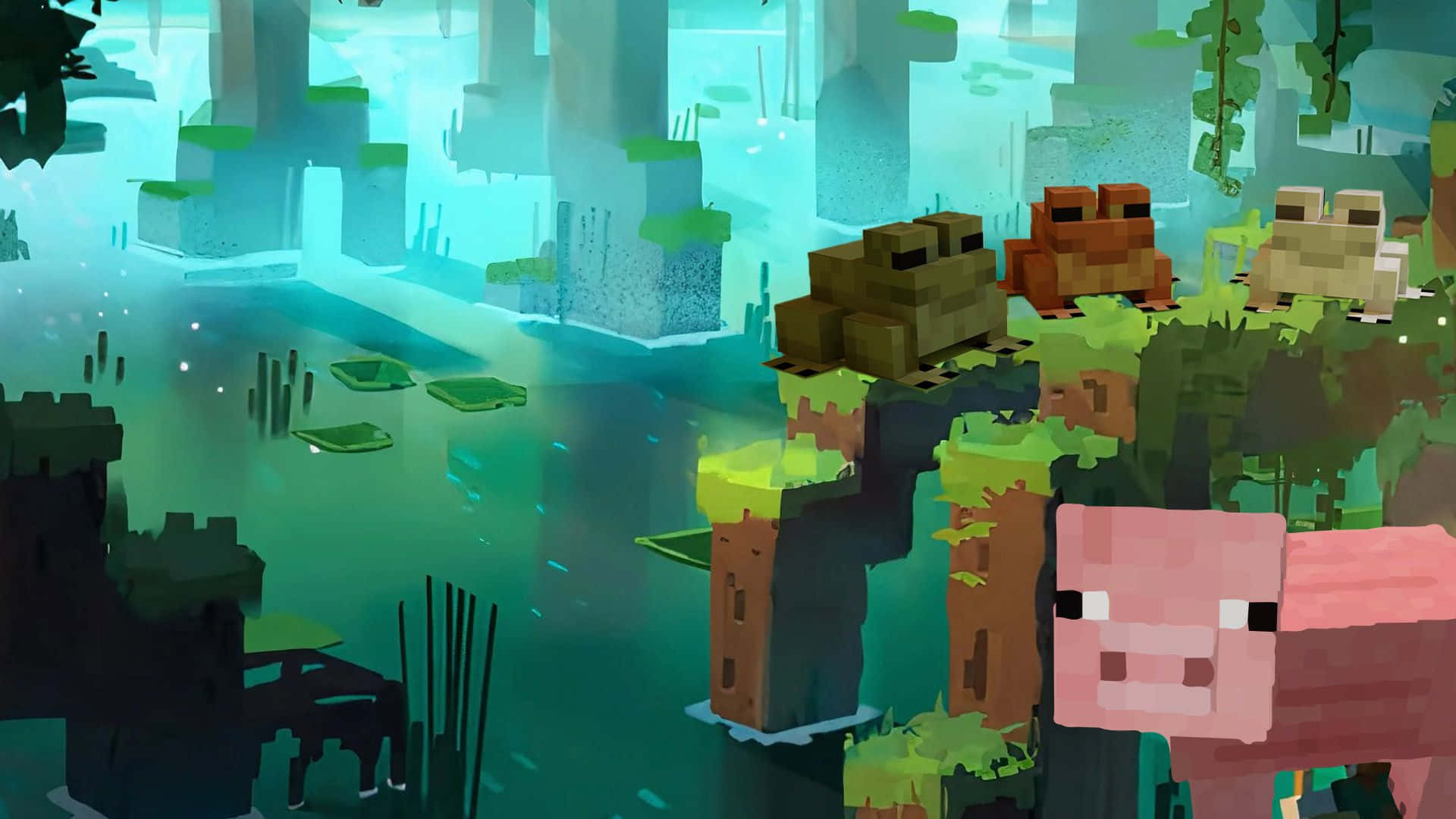 Minecraft Pets, Minecraft frogs, Minecraft pigs, Full HD Desktop Wallpaper