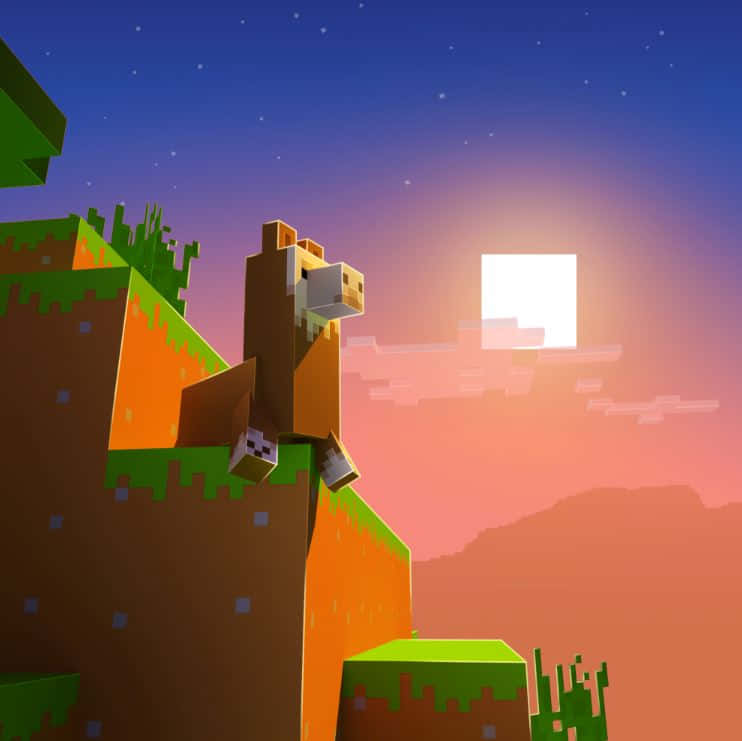 Minecraft Pets, pixelated llama, blocky hill, SD Desktop Wallpaper