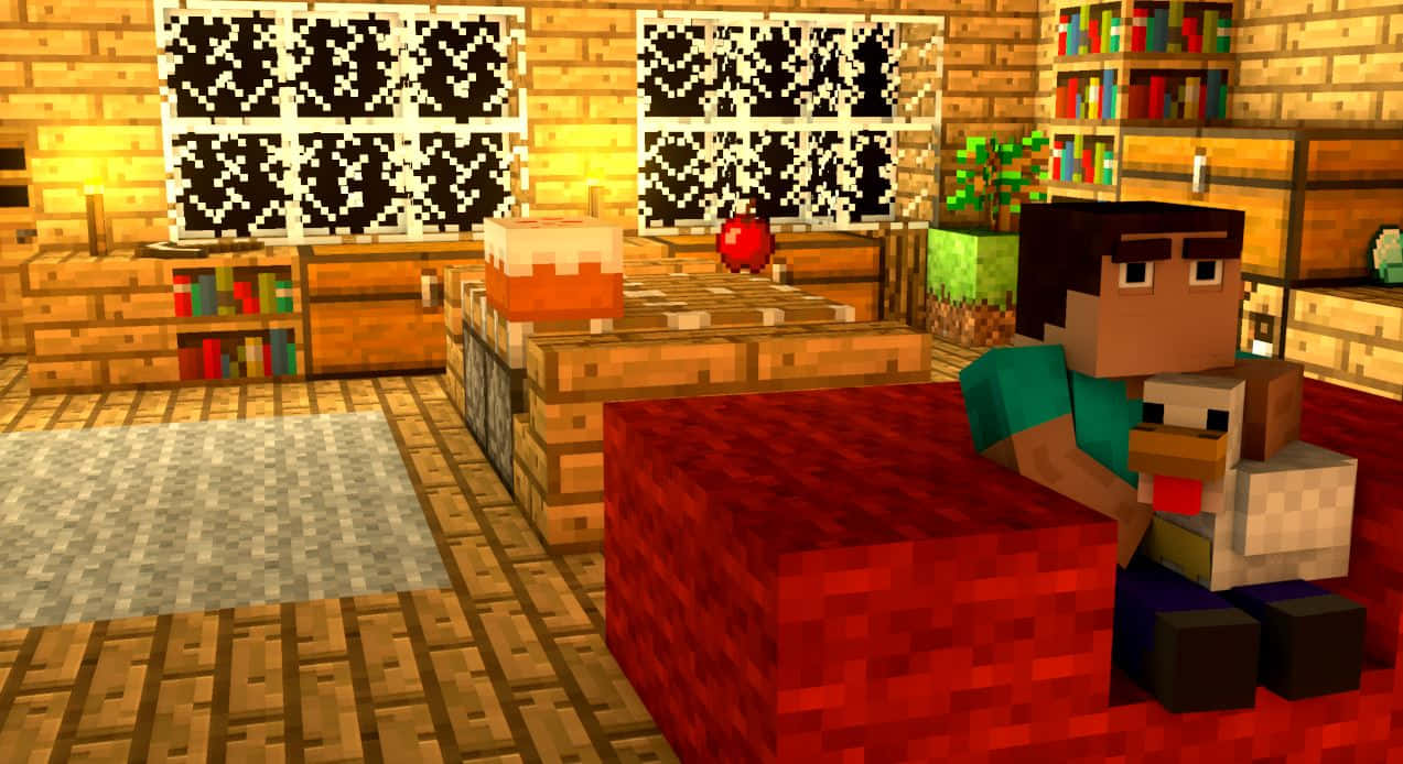 Minecraft, Minecraft player, dog, SD Desktop Wallpaper