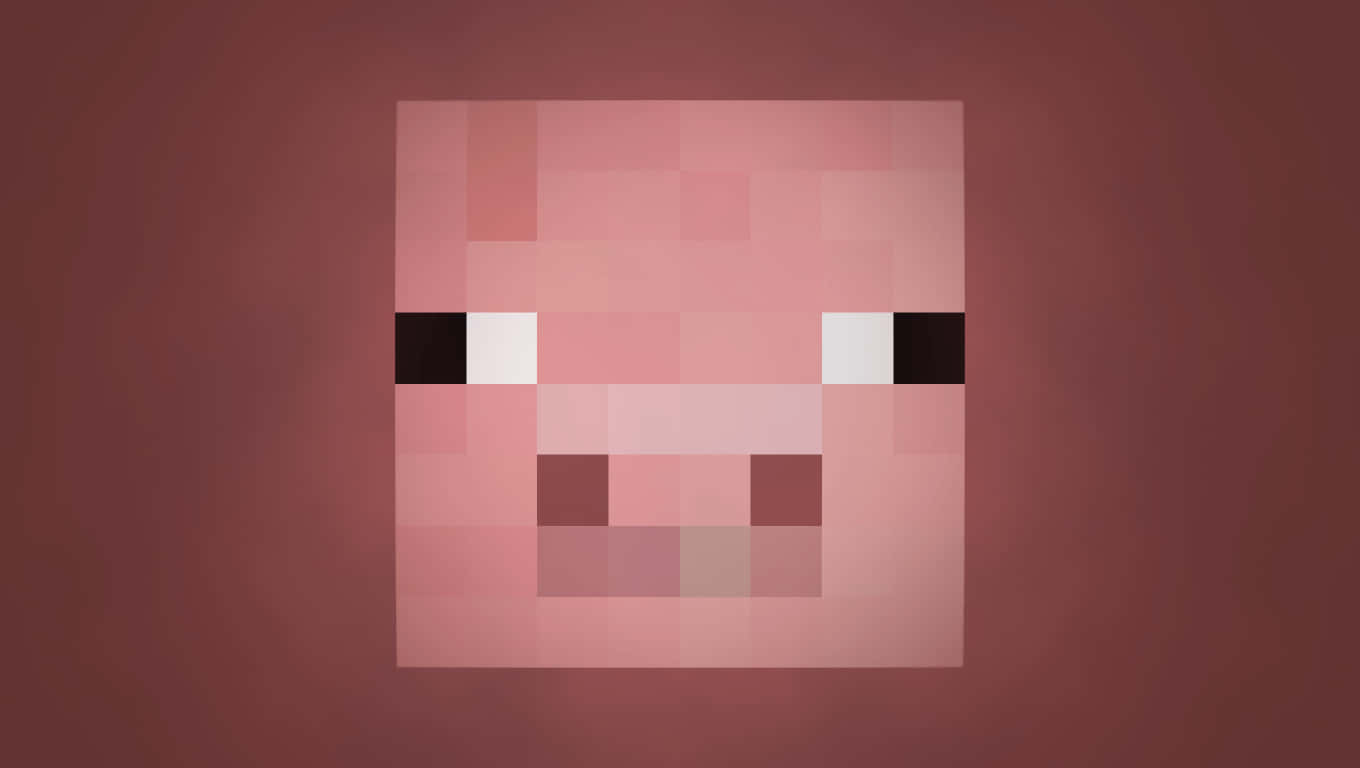 Minecraft Pig, pixelated pink pig face, simple eyes and snout, HD Desktop Wallpaper