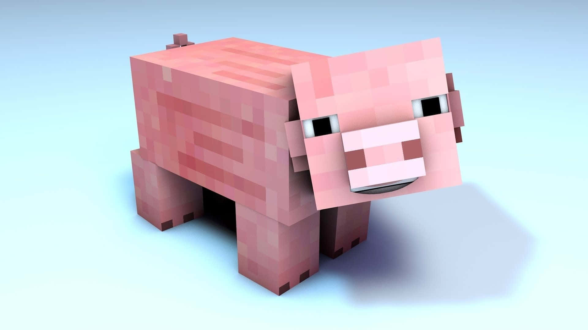 Minecraft, pig, blocky, Full HD Desktop Wallpaper