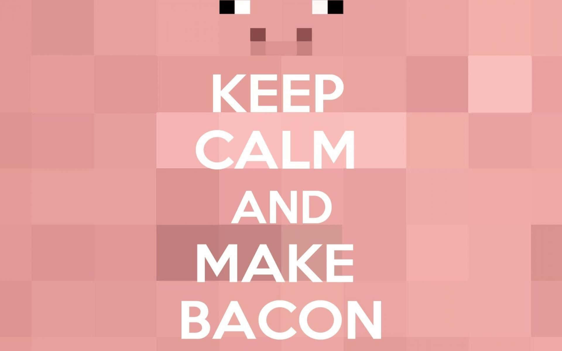 Minecraft Pig, pixelated pink pig face, KEEP CALM AND MAKE BACON, Full HD Desktop Wallpaper