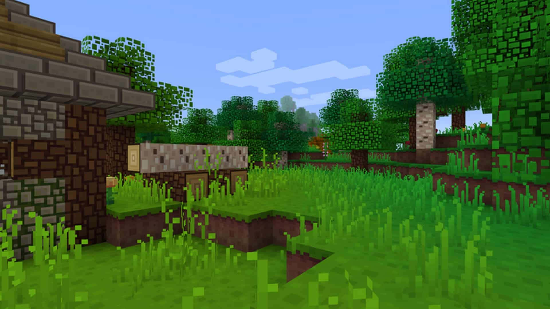 Minecraft, pixelated, village, Full HD Desktop Wallpaper
