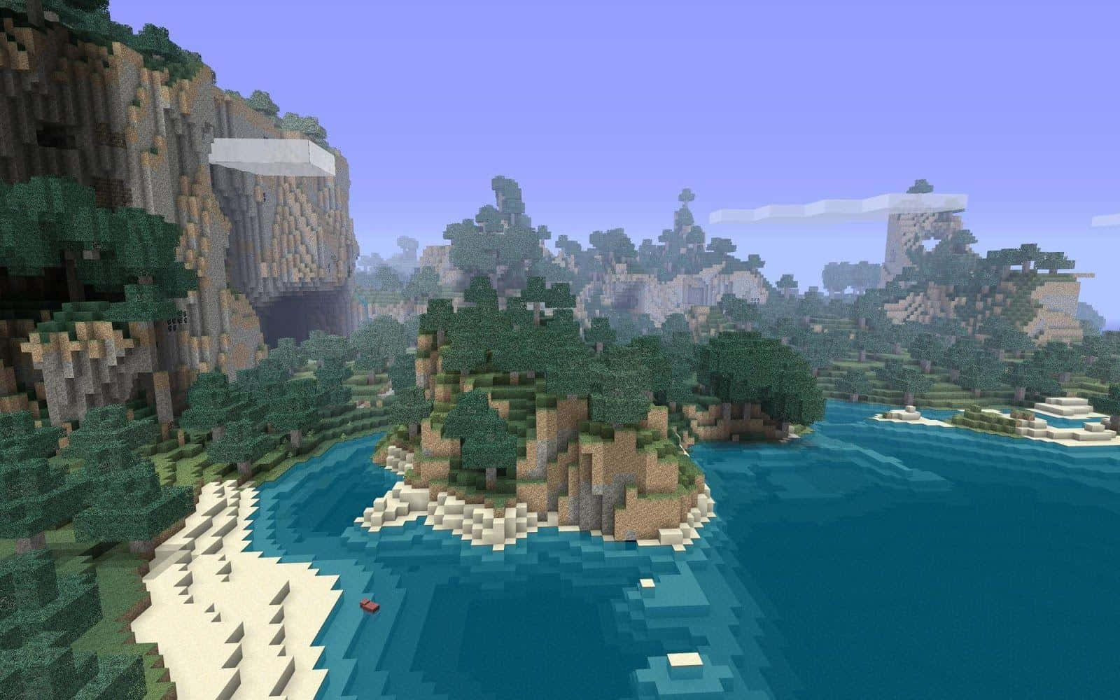 Minecraft, pixelated, turquoise ocean, HD Desktop Wallpaper