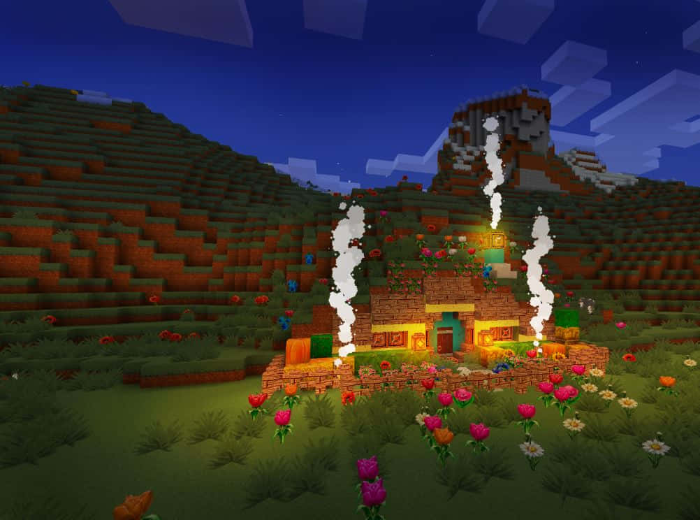 Minecraft, Pixel Art, cozy Minecraft house, SD Desktop Wallpaper