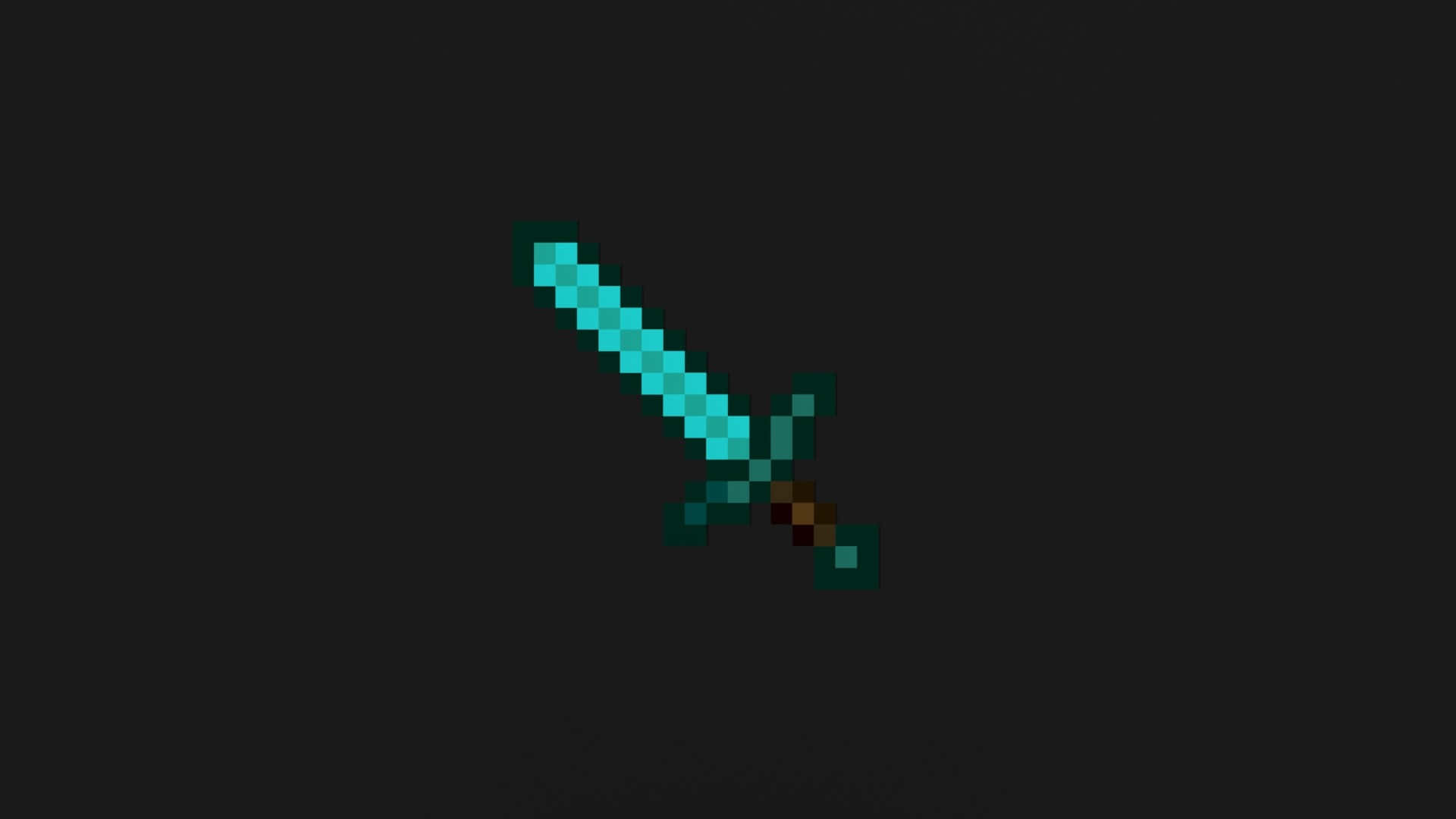 Minecraft, pixelated diamond sword, dark background, Full HD Desktop Wallpaper