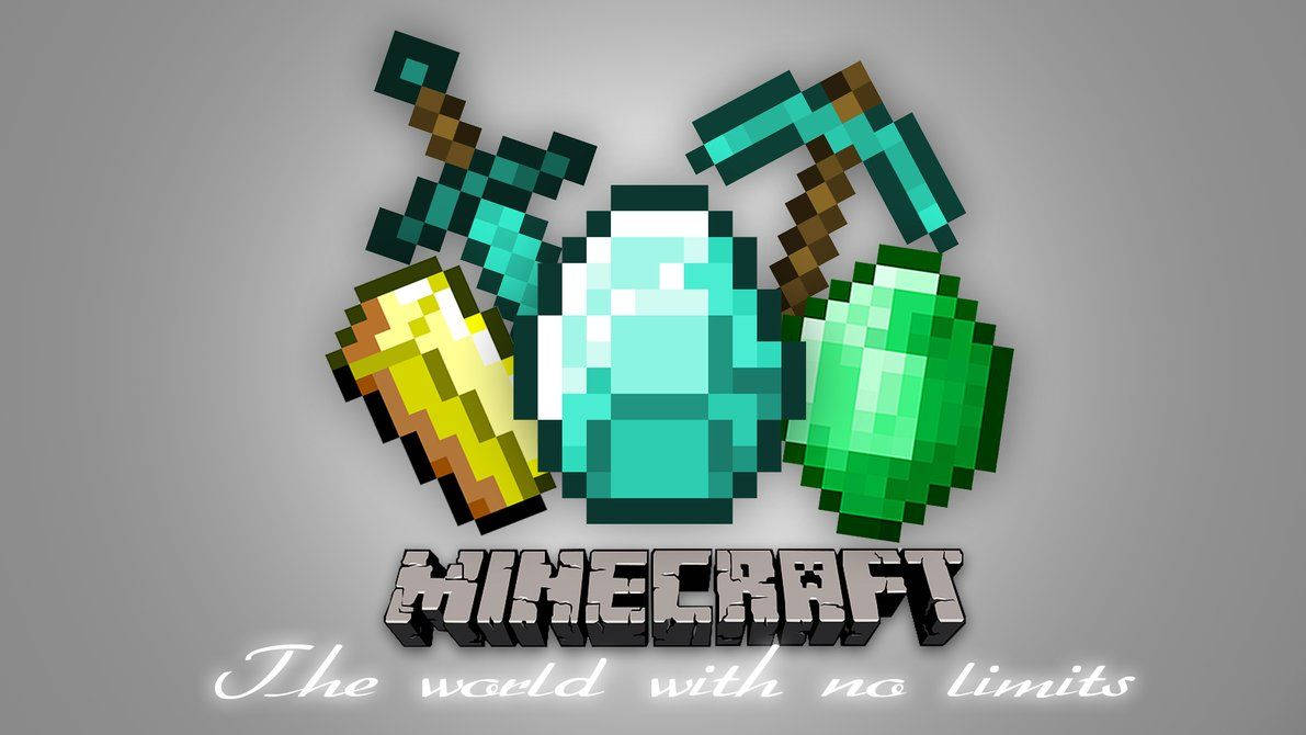 Minecraft, diamond sword, pickaxe, SD Desktop Wallpaper