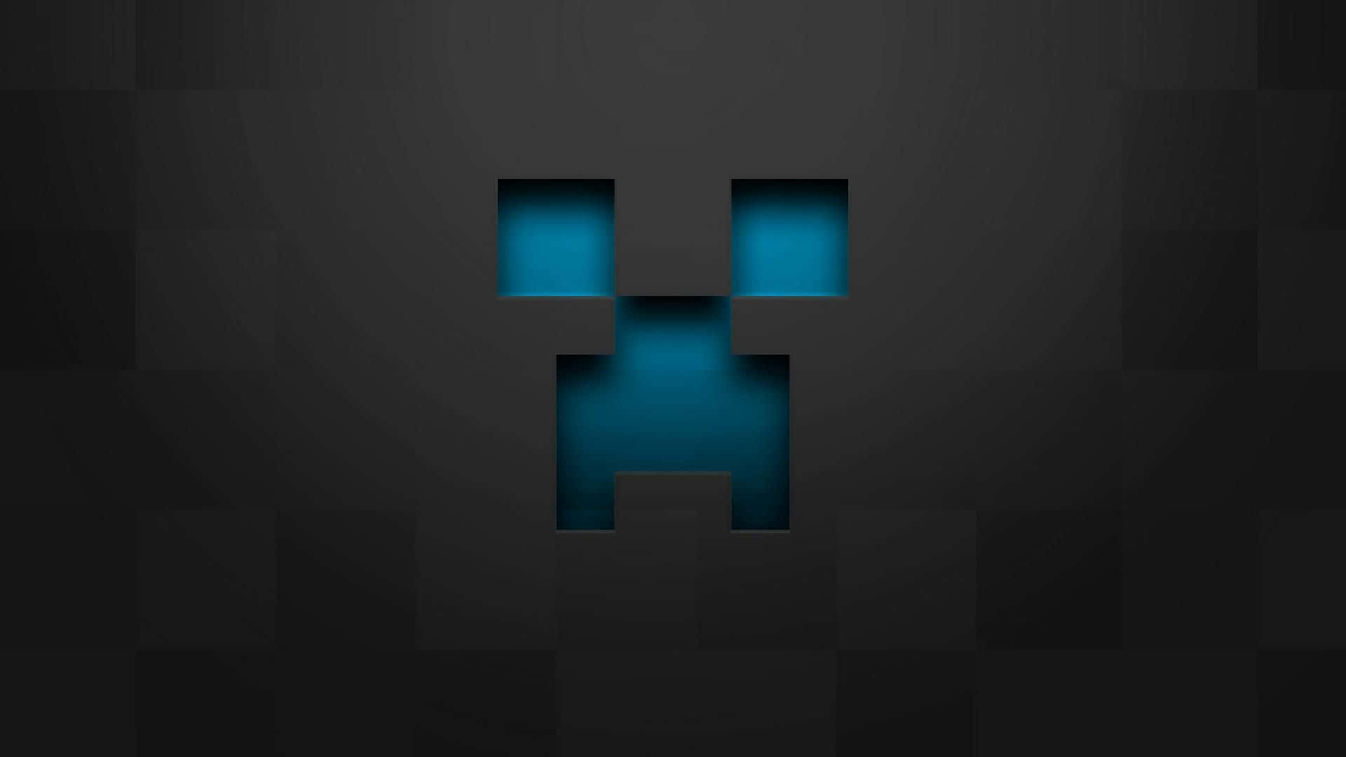 Minecraft, creeper, glowing blue eyes, Full HD Desktop Wallpaper