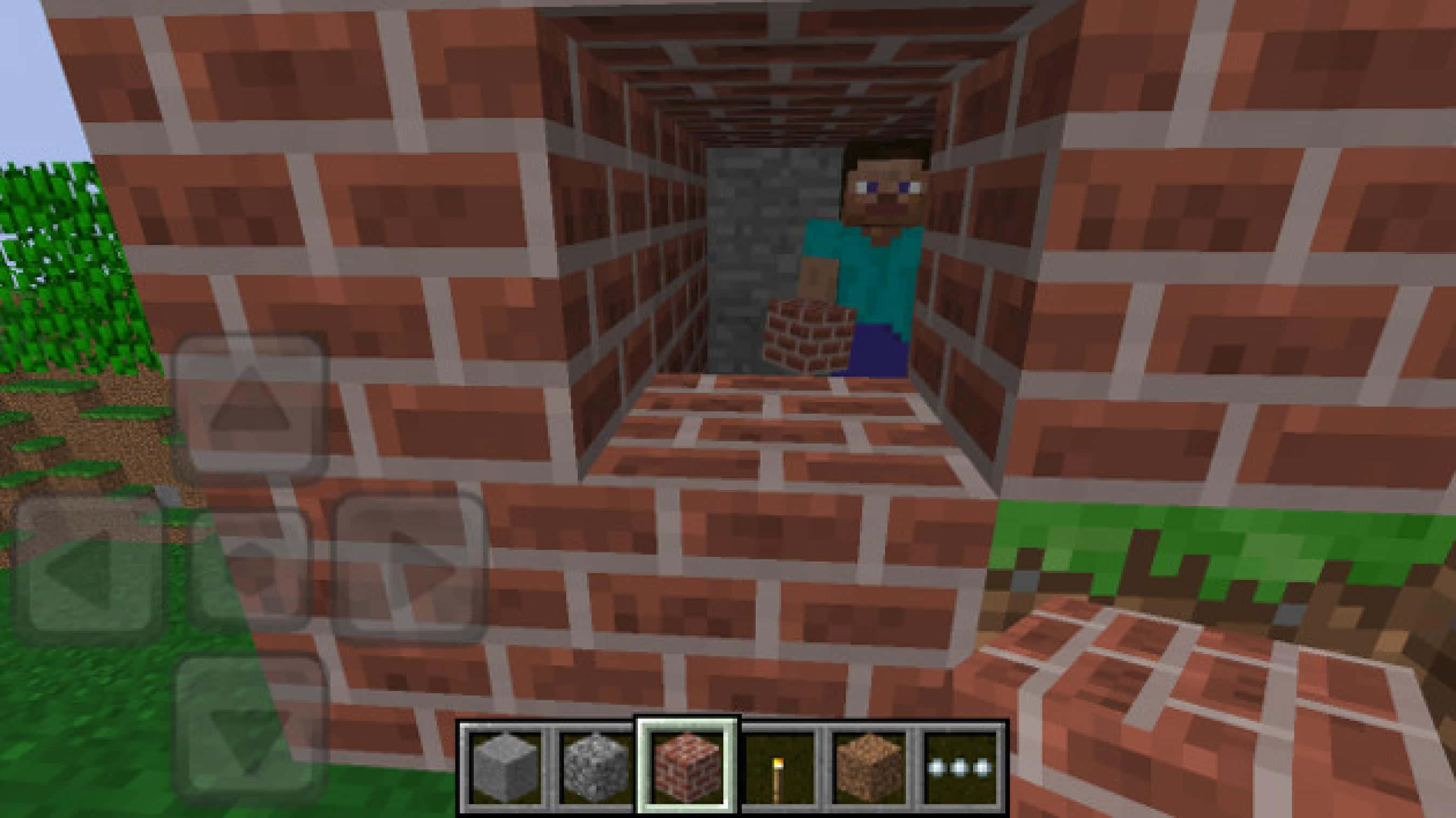 Minecraft Pocket Edition, brick tunnel, brick block, 2K Desktop Wallpaper