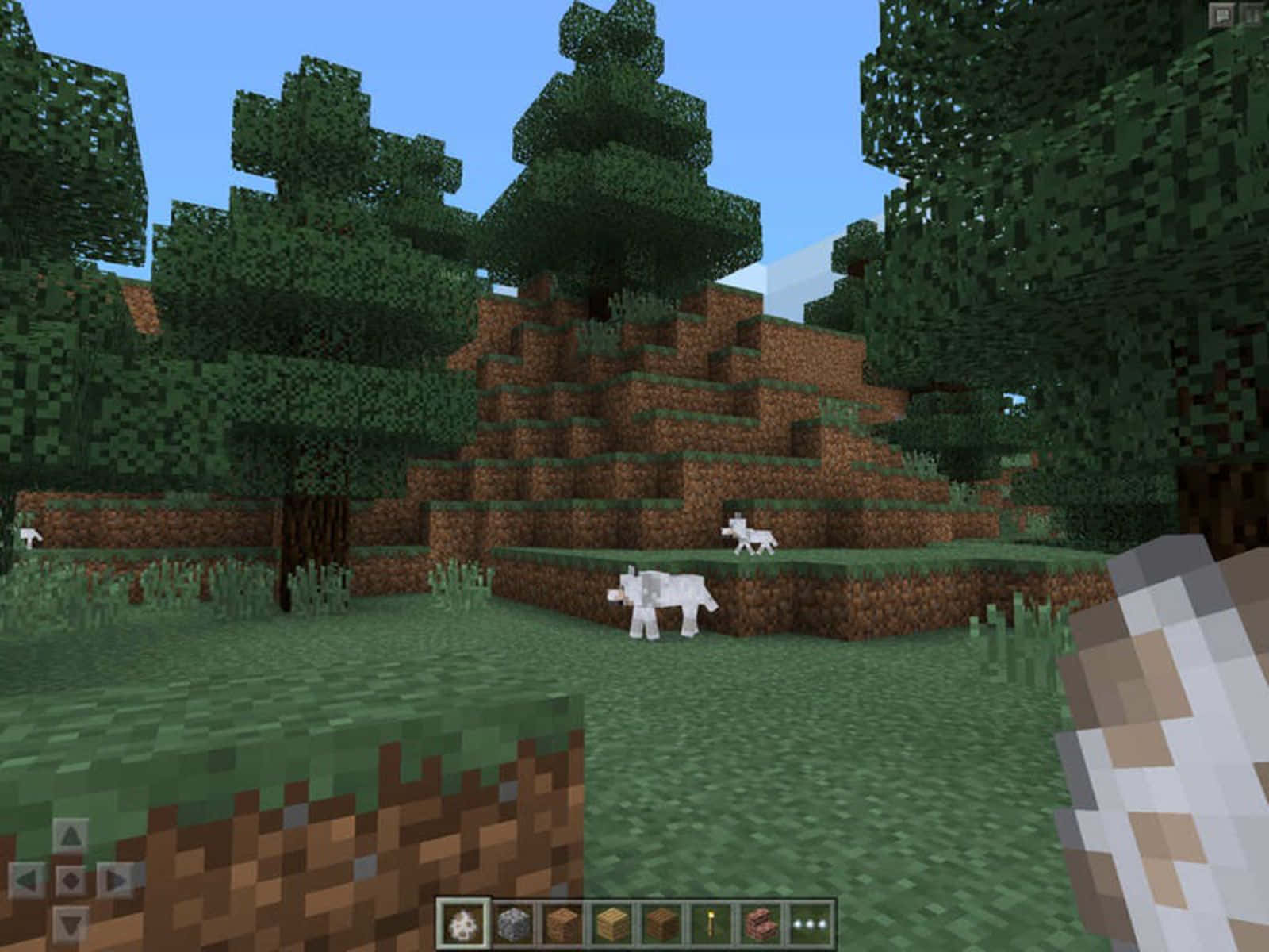 Minecraft Pocket Edition, pixelated, green trees, HD Desktop Wallpaper