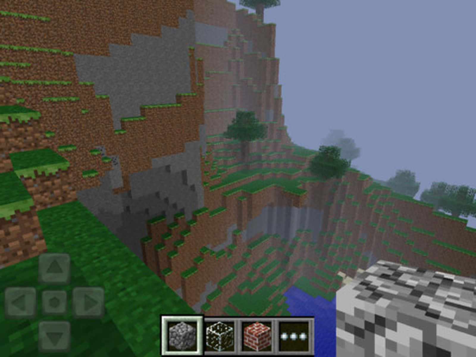 Minecraft Pocket Edition, pixelated Minecraft landscape, blocky cliffs, HD Desktop Wallpaper