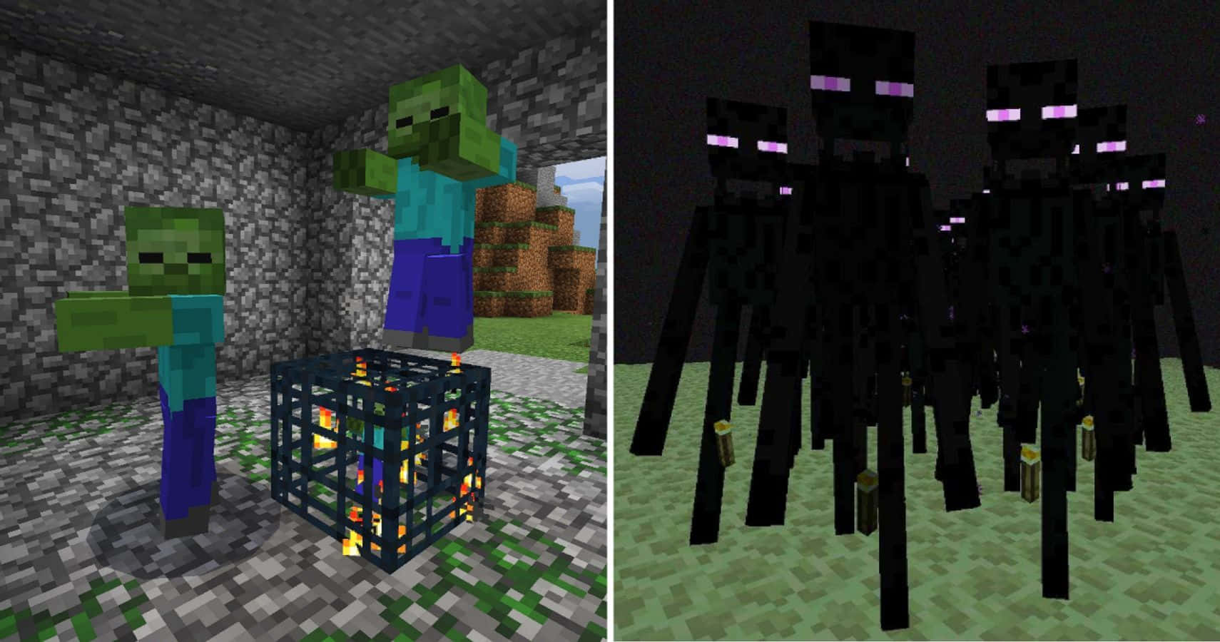 Minecraft, zombies, furnace, HD Desktop Wallpaper