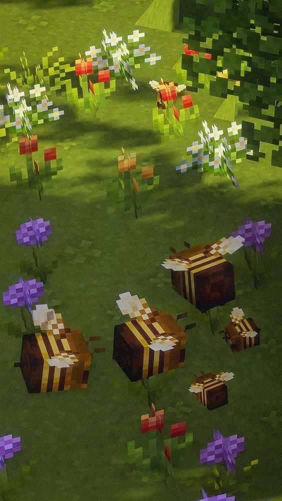 Minecraft, Android, blocky Minecraft meadow, SD Phone Wallpaper