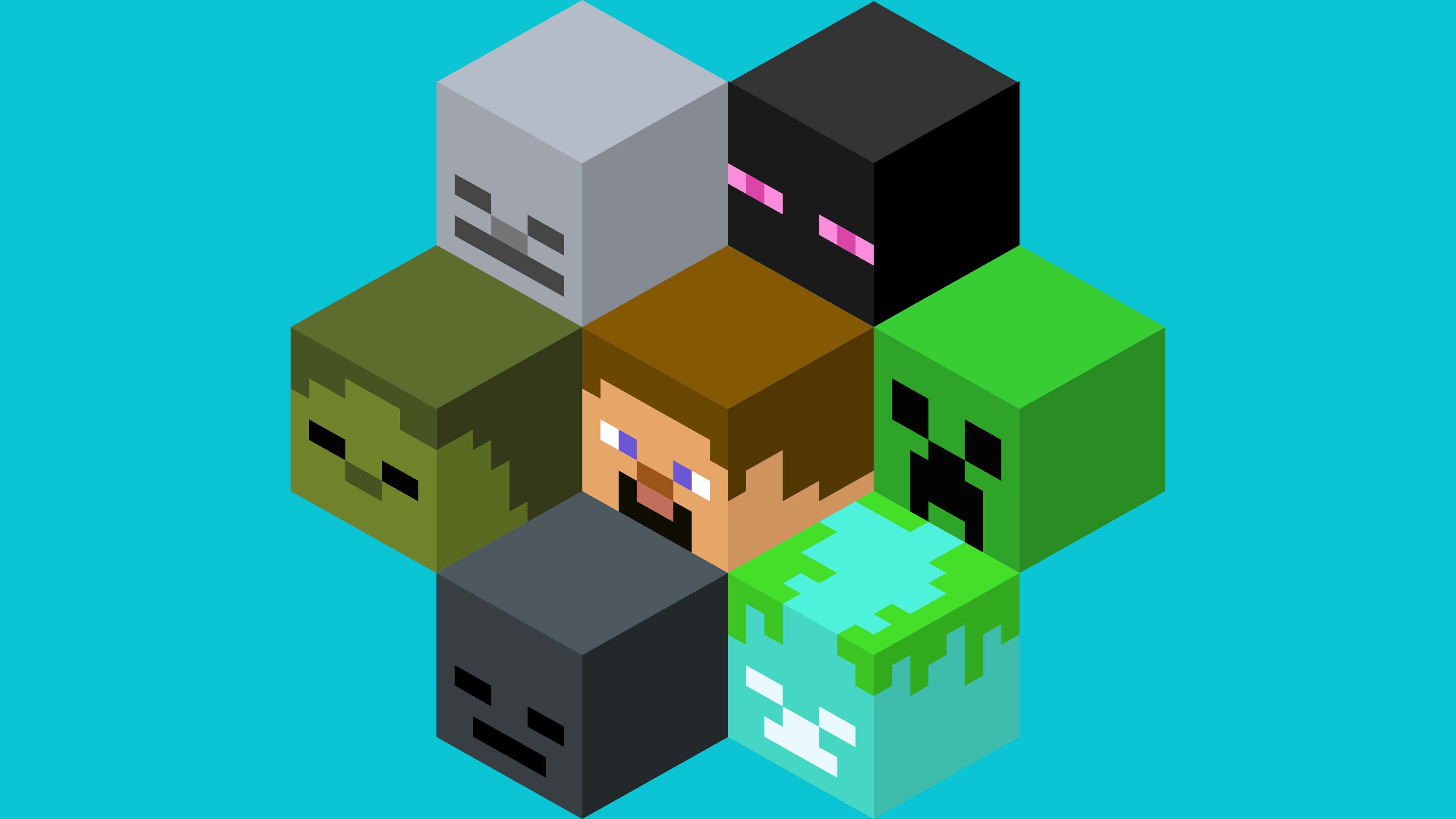 Minecraft, Minecraft characters, blocky pixel art, 4K Desktop Wallpaper