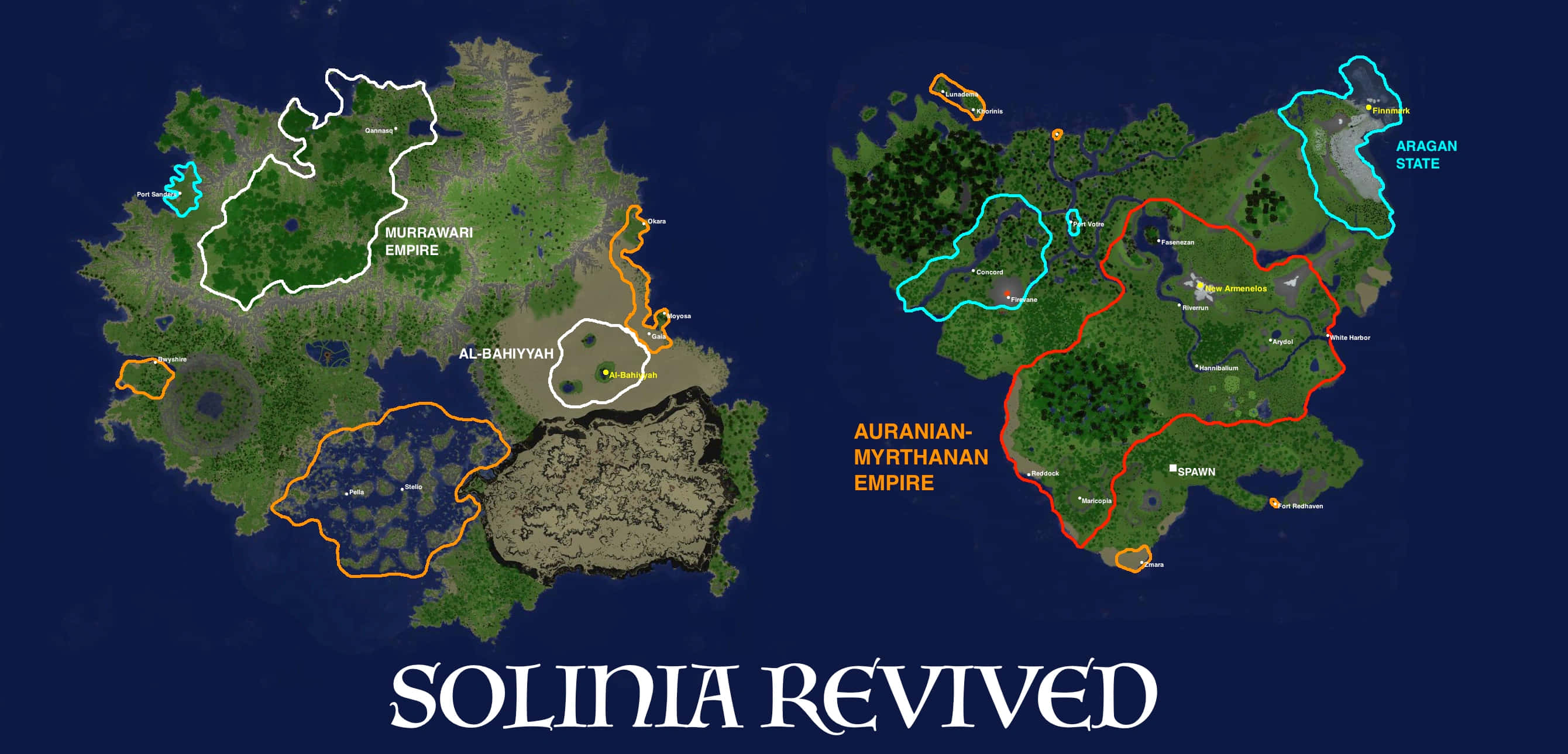 Minecraft Server, fantasy map, two empires, 2K Desktop Wallpaper