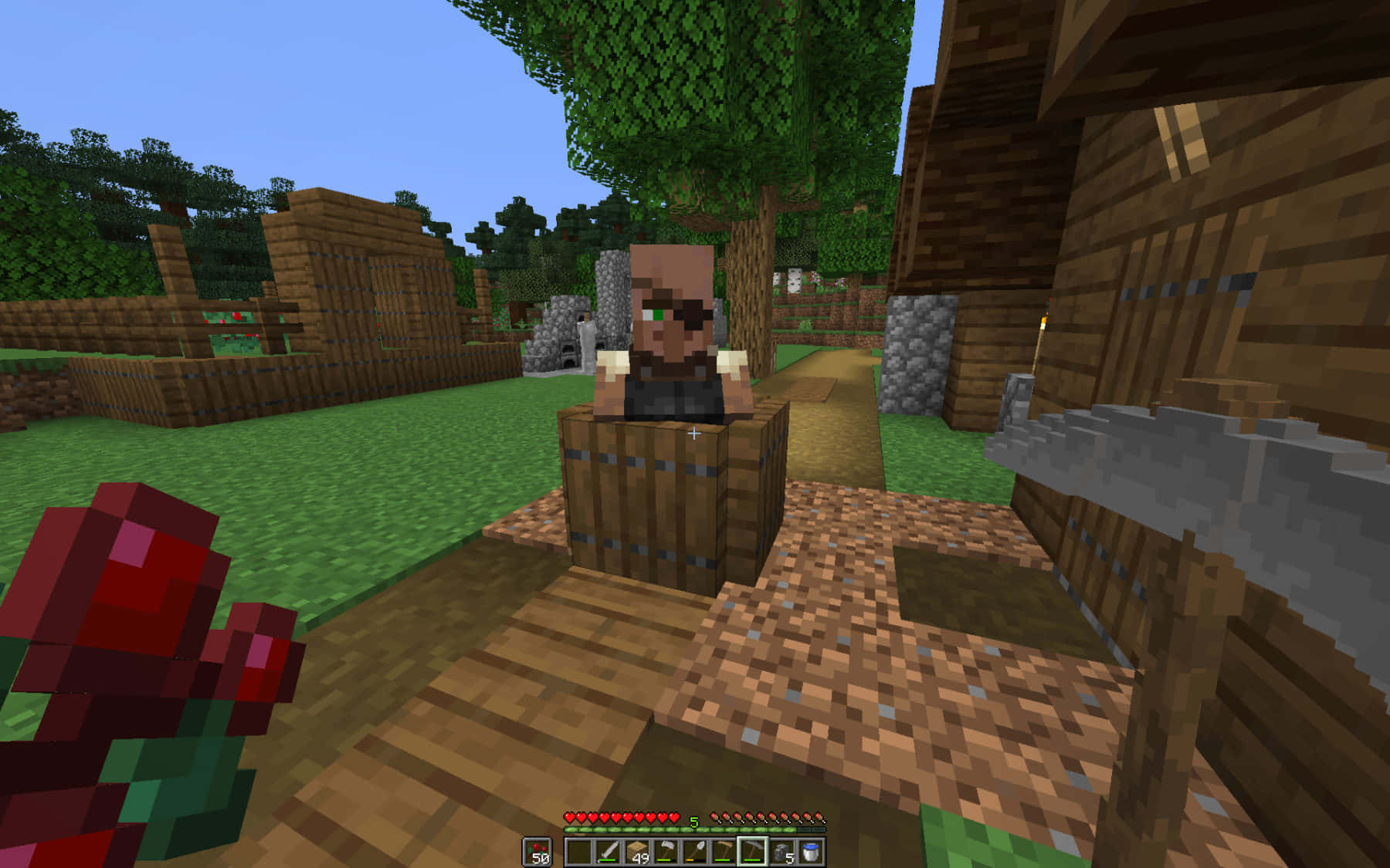 Minecraft, villager, wooden chest, HD Desktop Wallpaper