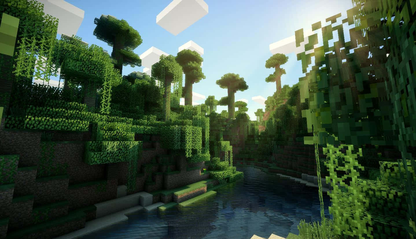Minecraft, jungle, pixelated trees, HD Desktop Wallpaper