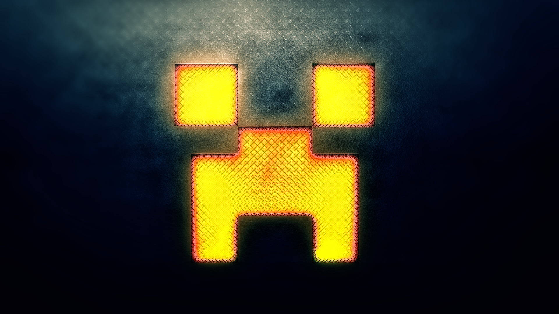 yellow lit creeper, glowing yellow, pixelated creeper face, Full HD Desktop Wallpaper