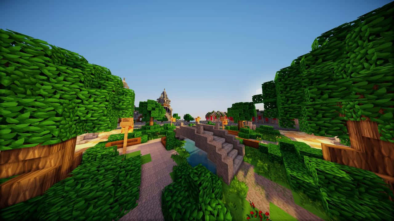 Minecraft Shaders, Minecraft, stone bridge, HD Desktop Wallpaper