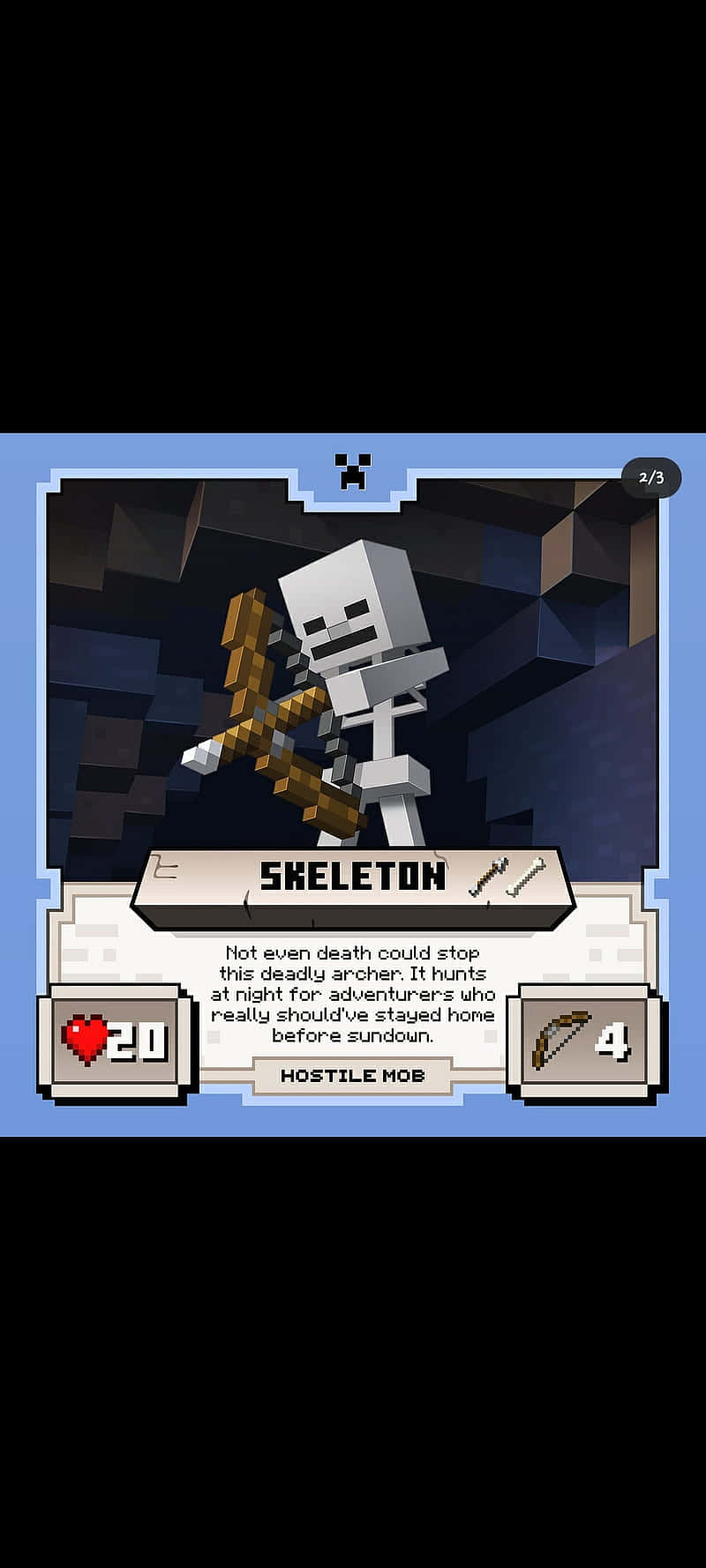 Minecraft Skeleton, bow, dark cave, HD Phone Wallpaper
