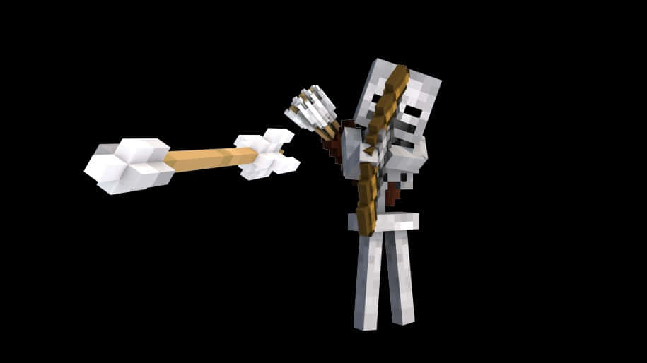 Minecraft Skeleton, blocky white and gold armor, bow, SD Desktop Wallpaper