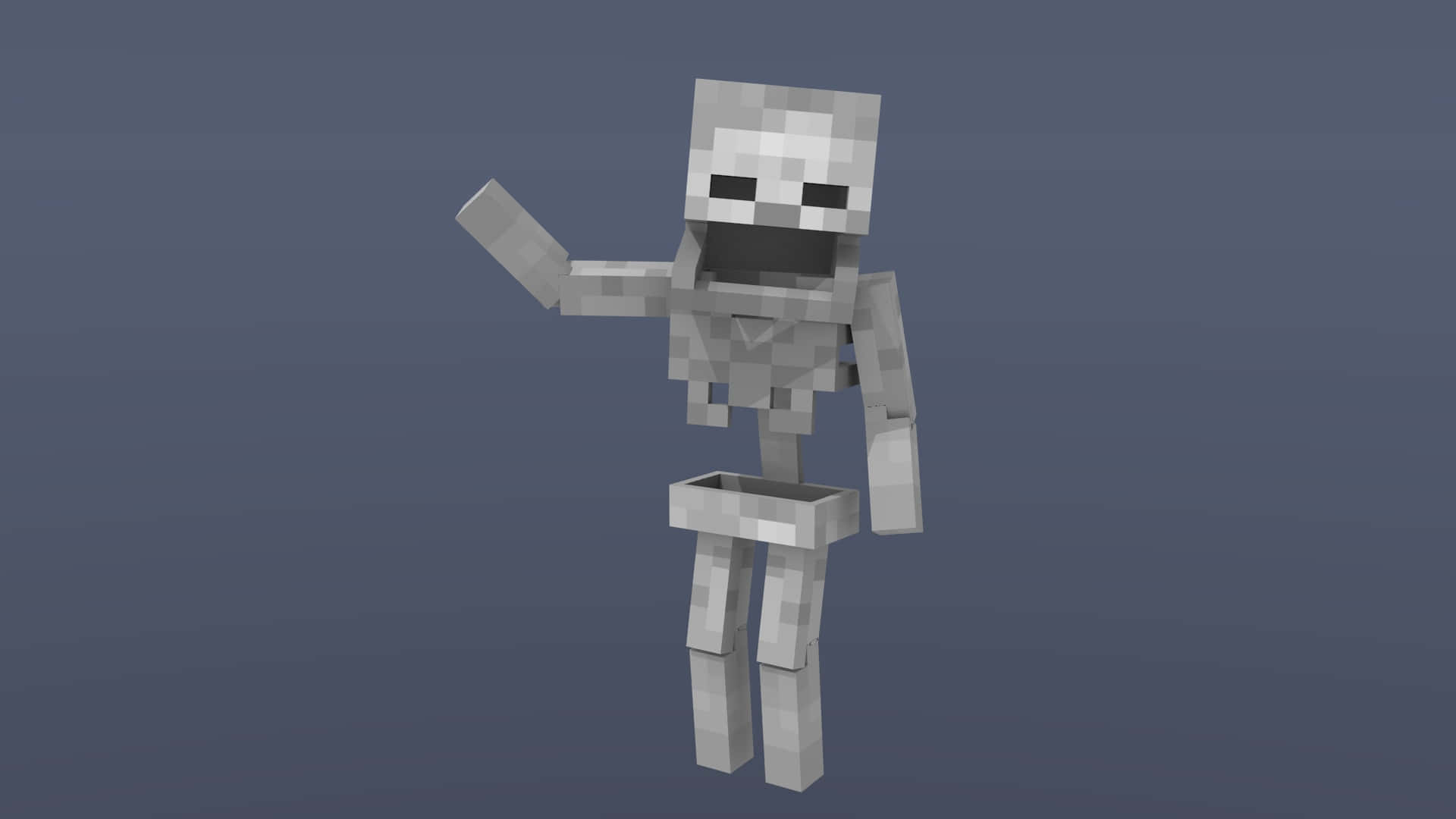 Minecraft Skeleton, pixelated, waving, Full HD Desktop Wallpaper