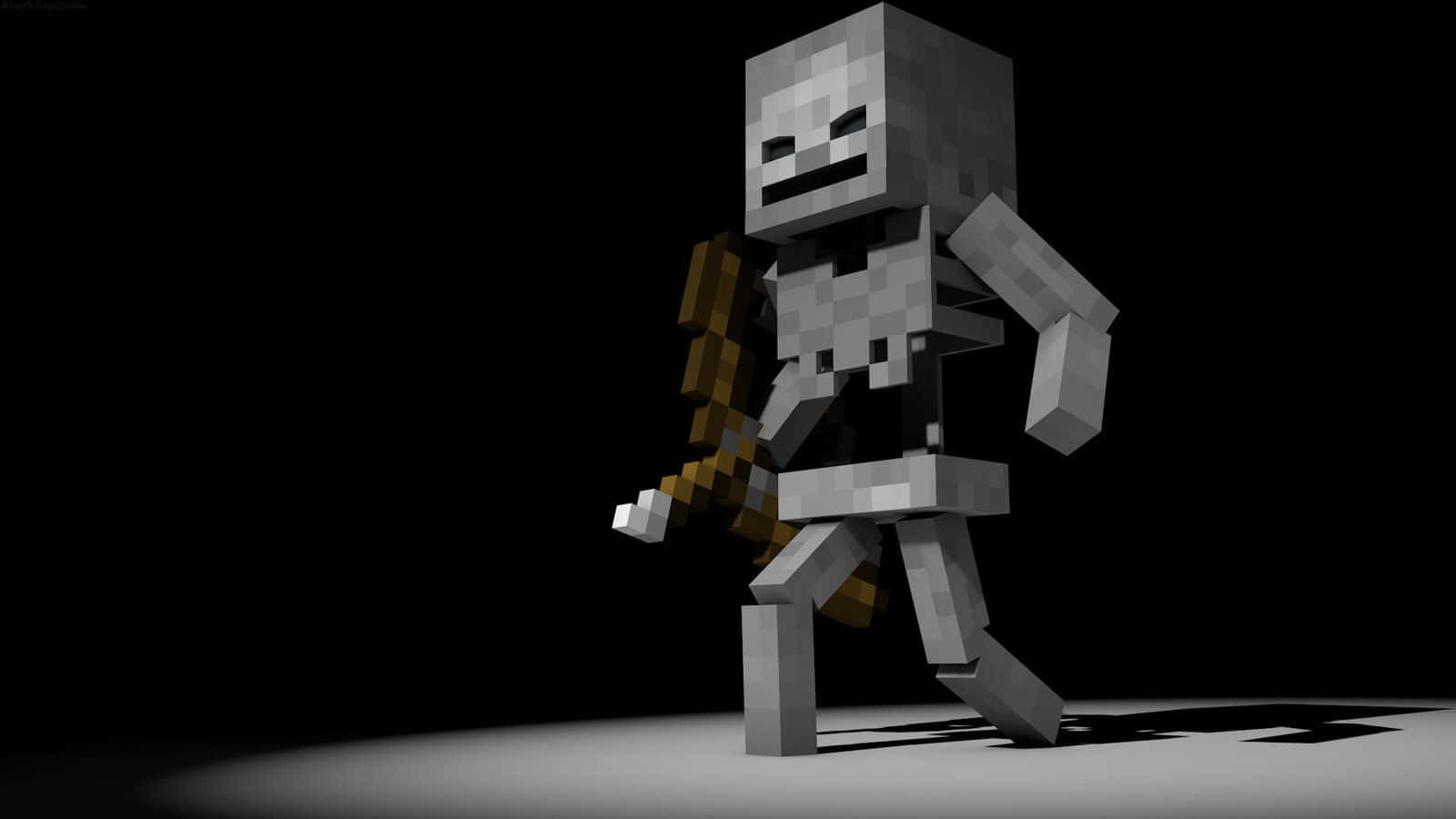 Minecraft skeleton, pixelated, spotlight, HD Desktop Wallpaper