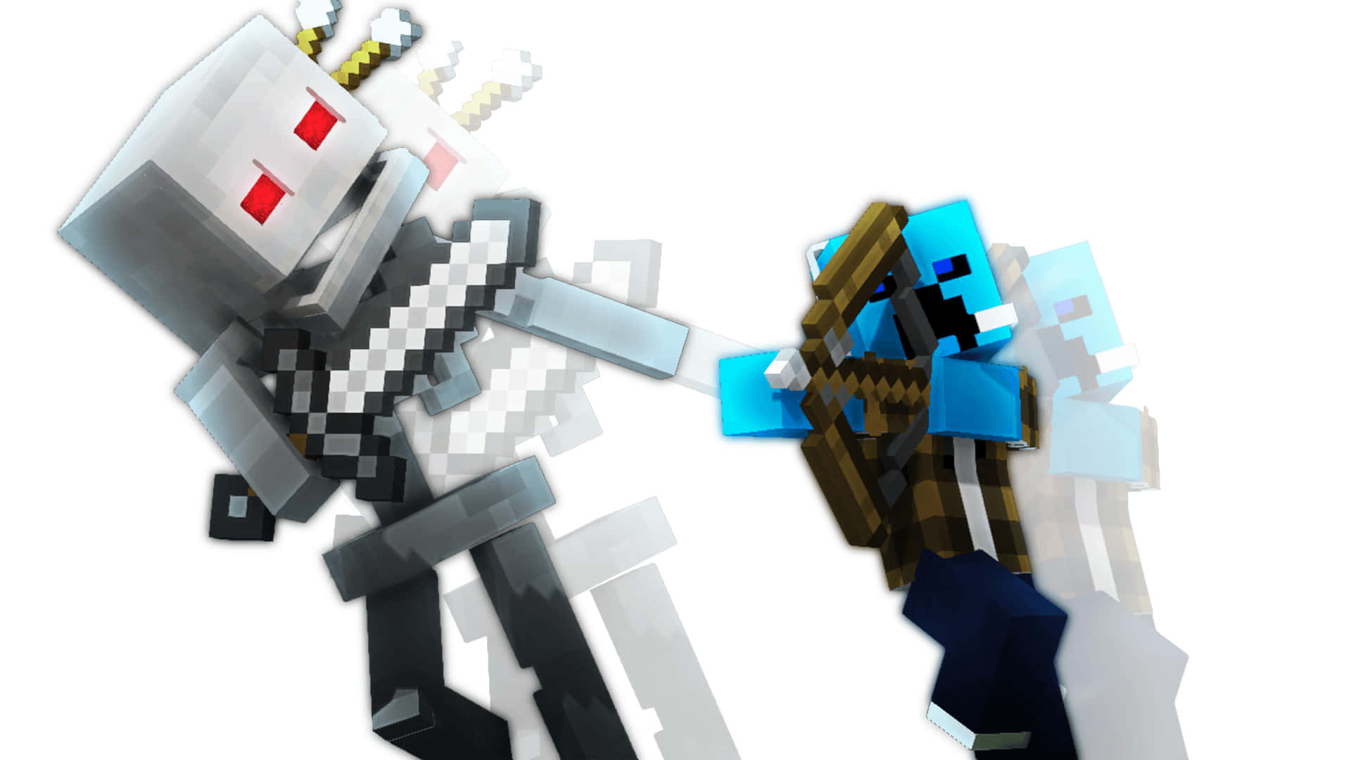 Minecraft Skeleton, bow and arrow, pixelated, Full HD Desktop Wallpaper